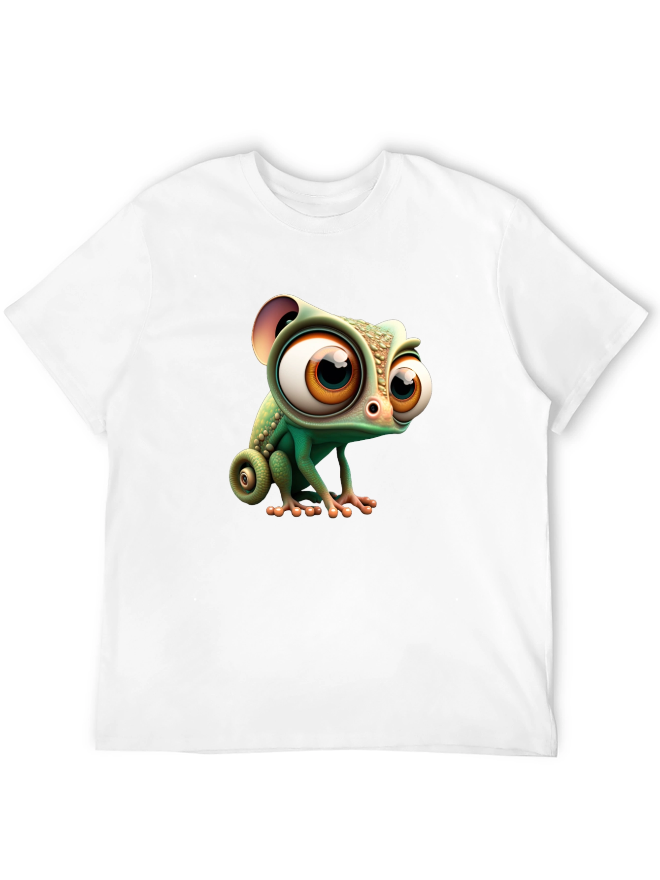 Cute Cartoon Chameleon Graphic Tee - Black