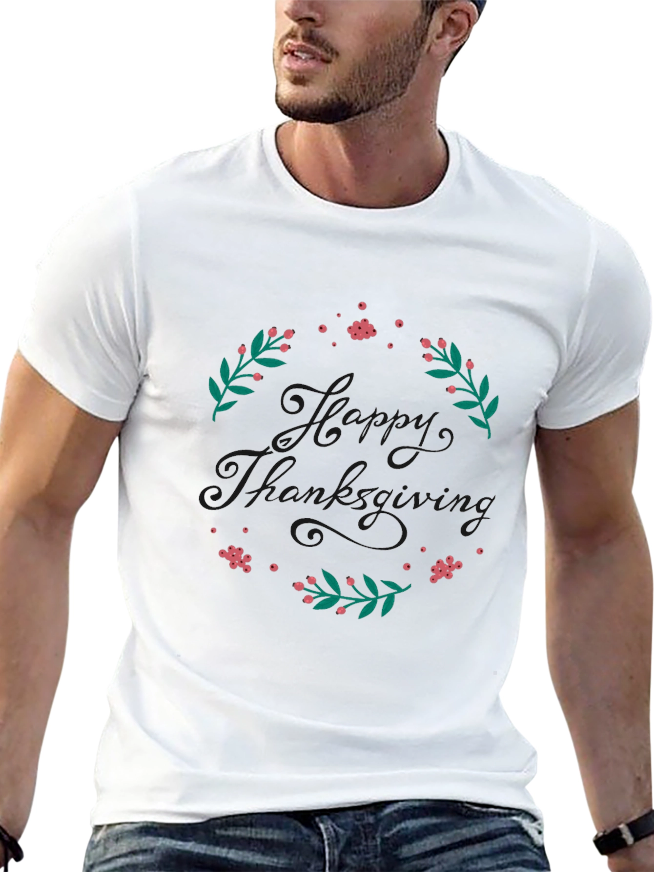 Happy Thanksgiving Wreath Graphic Tee