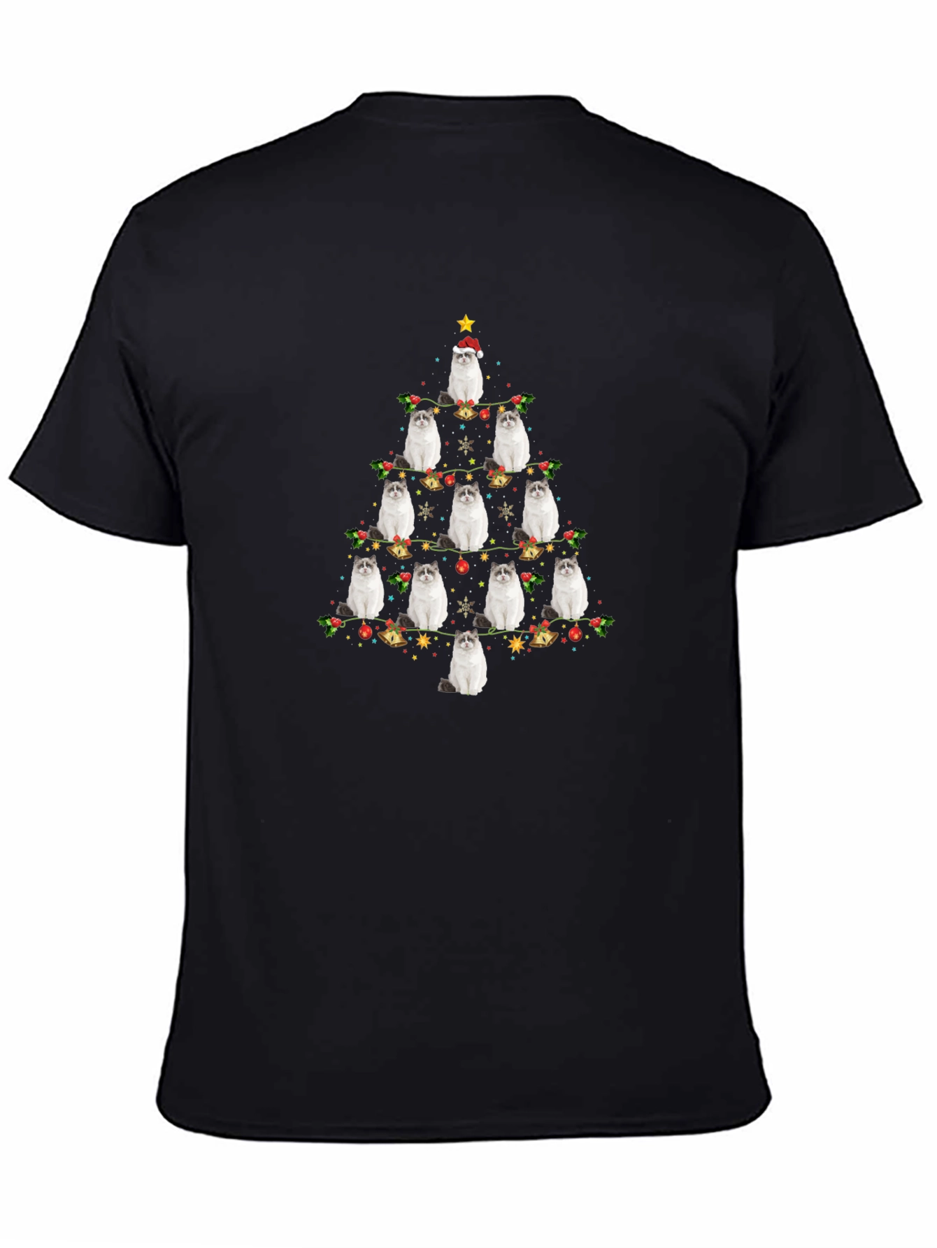 Festive Cat Christmas Tree Graphic Tee