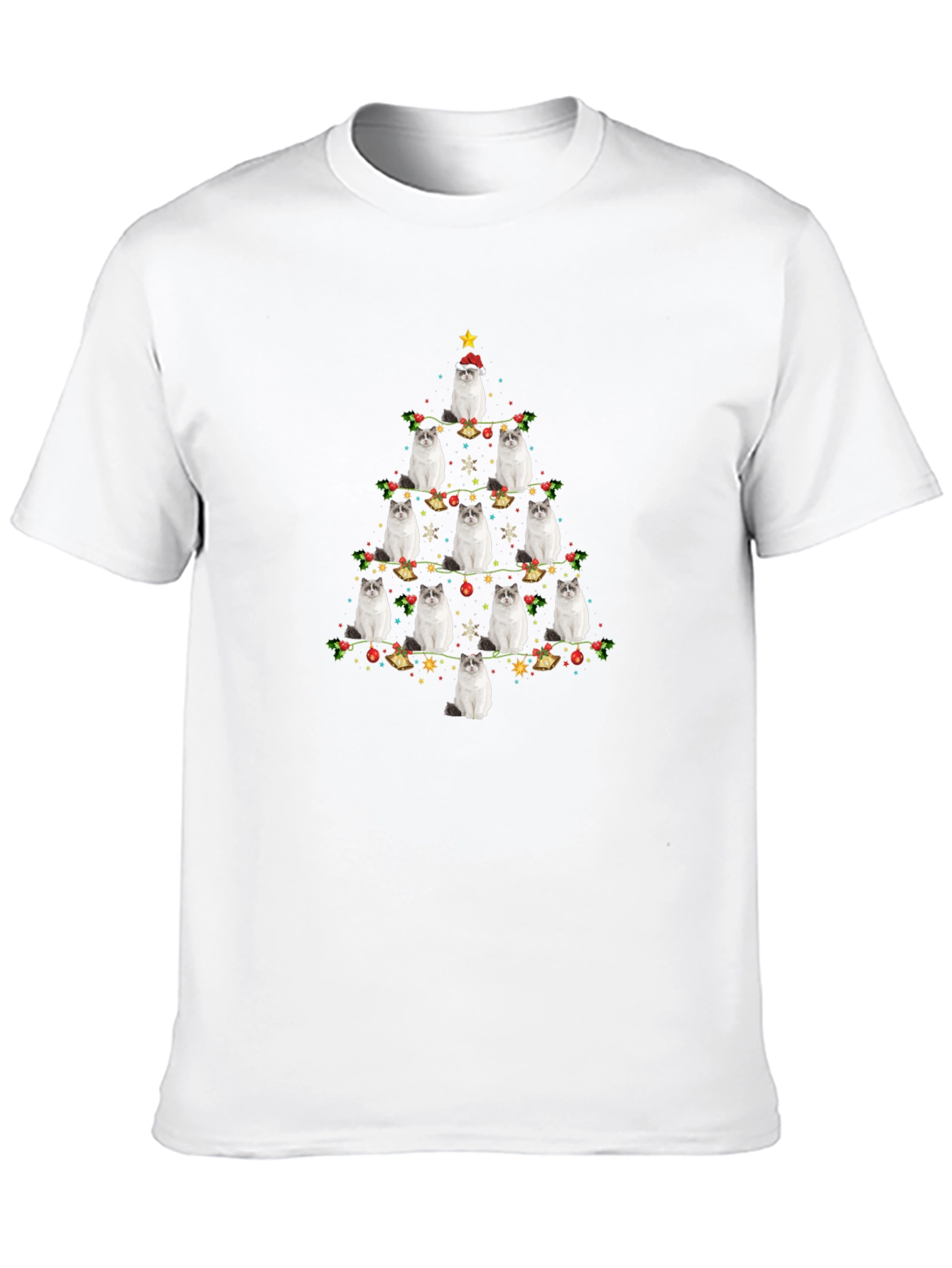 Festive Cat Christmas Tree Graphic Tee