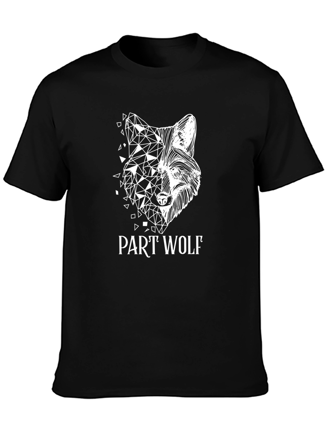 Part Wolf Graphic Tee - Black Cotton T-Shirt