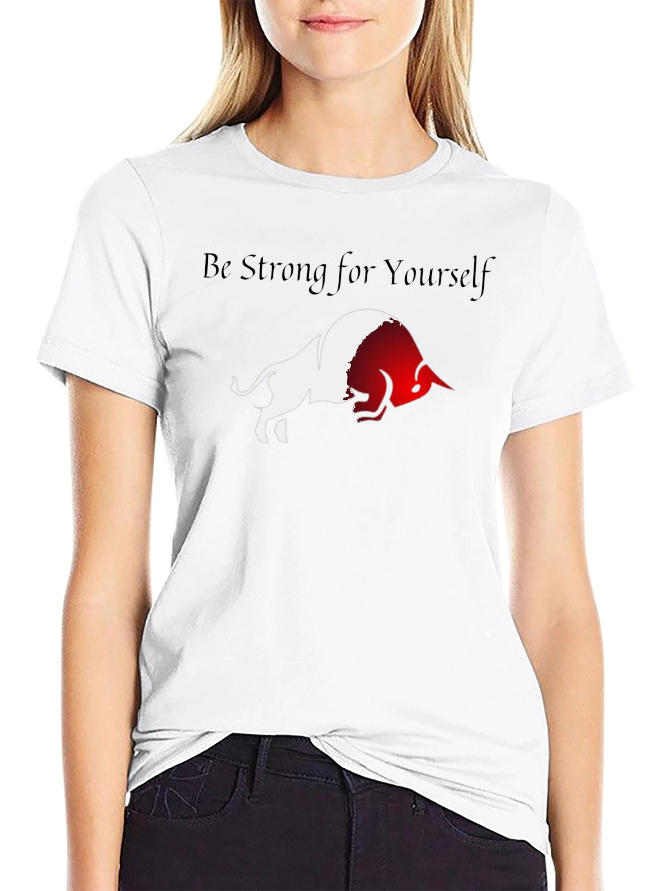 Be Strong Bull Graphic Black T-Shirt
