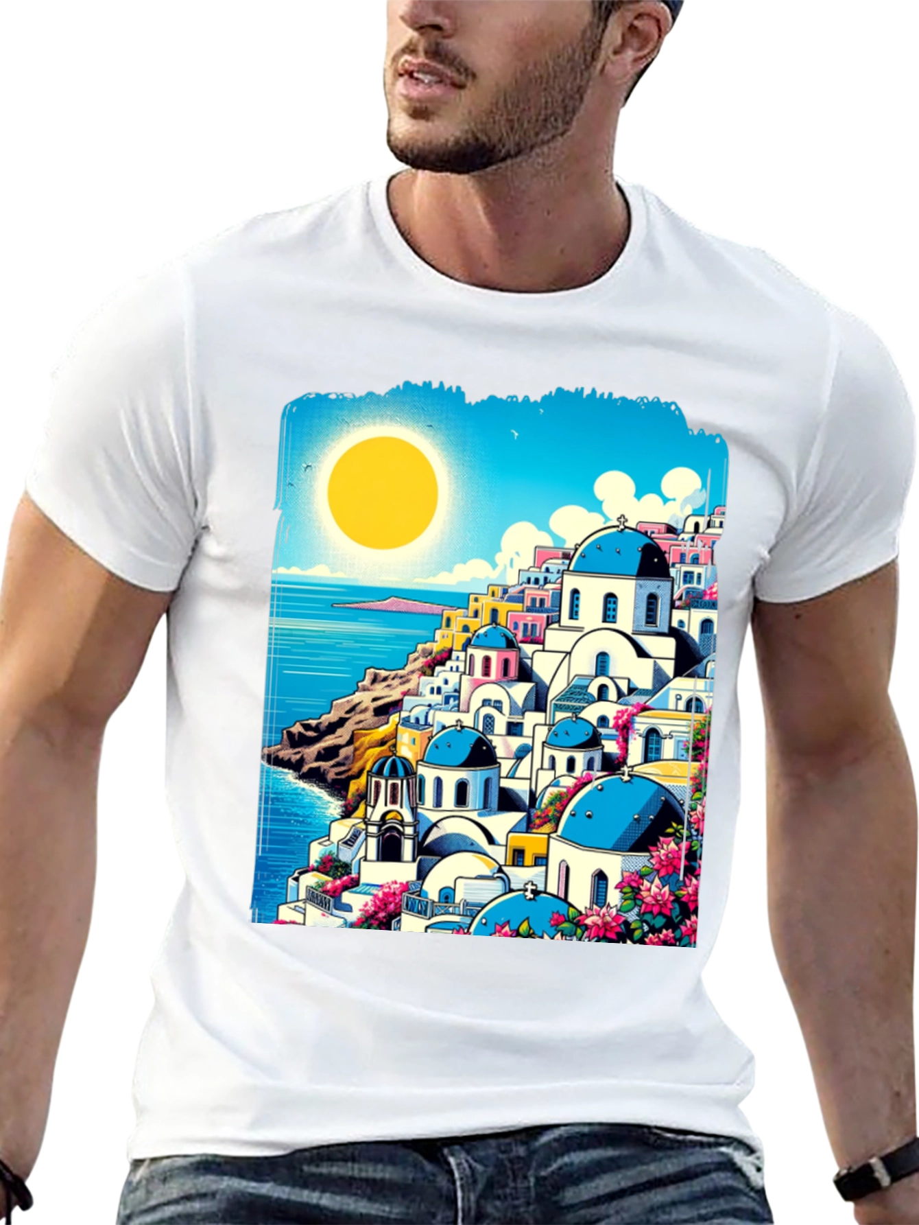 Santorini Sunset T-Shirt: Greek Island Style