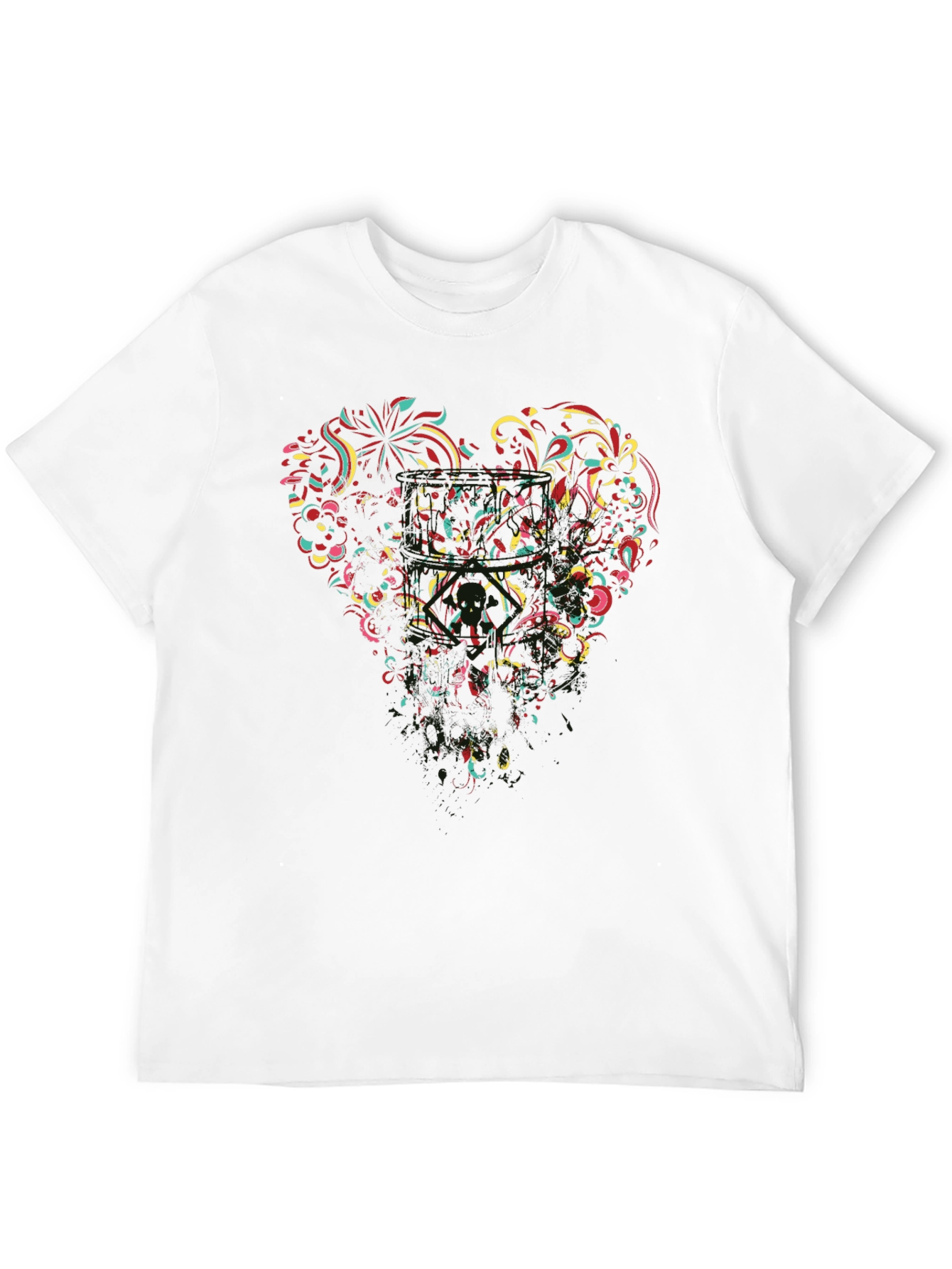 Black T-Shirt with Abstract Heart Design