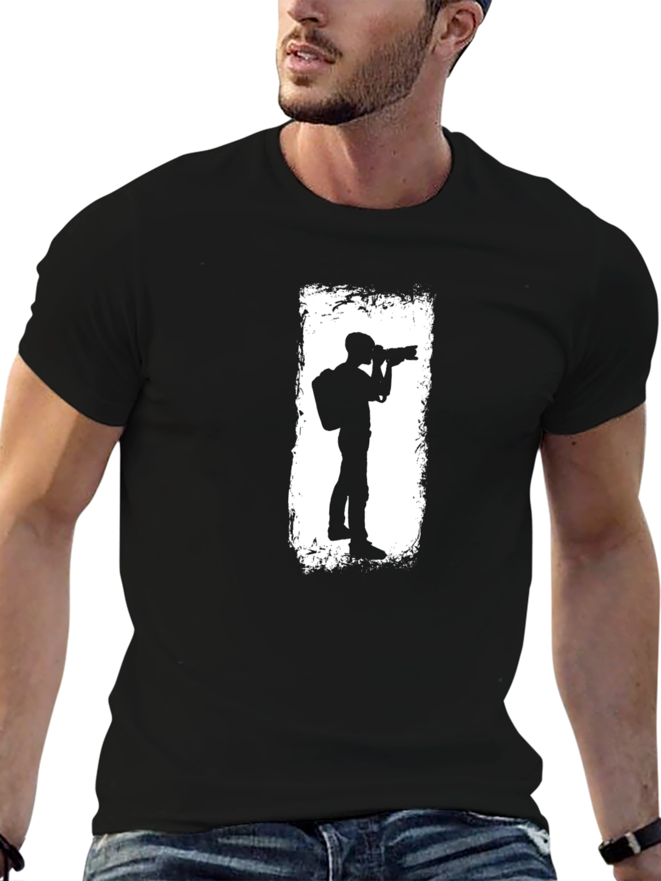 Photographer Graphic Tee - Black Casual T-Shirt