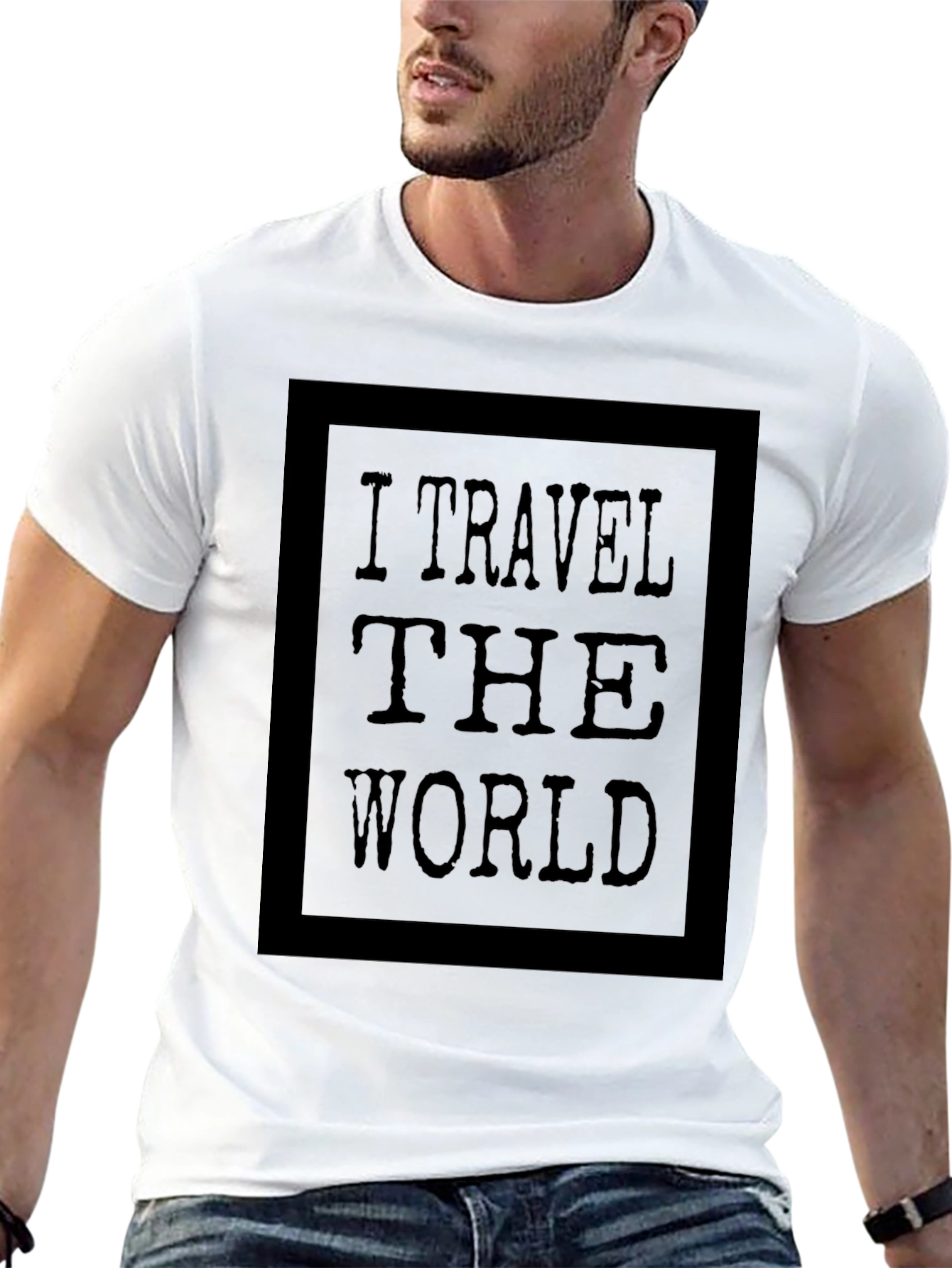 I Travel The World Graphic Black T-Shirt