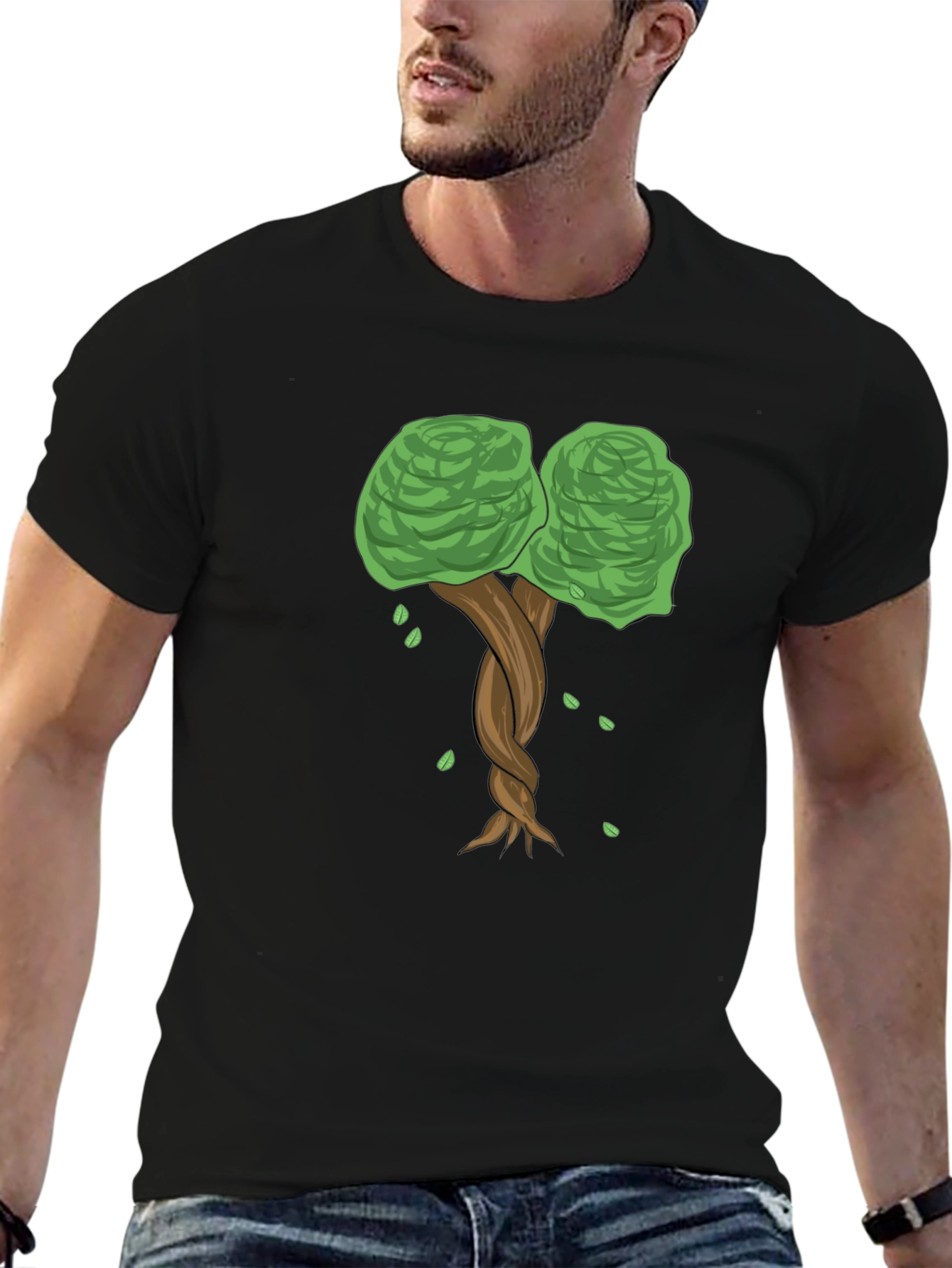 Twisted Tree Graphic Tee - Nature Inspired Black T-Shirt