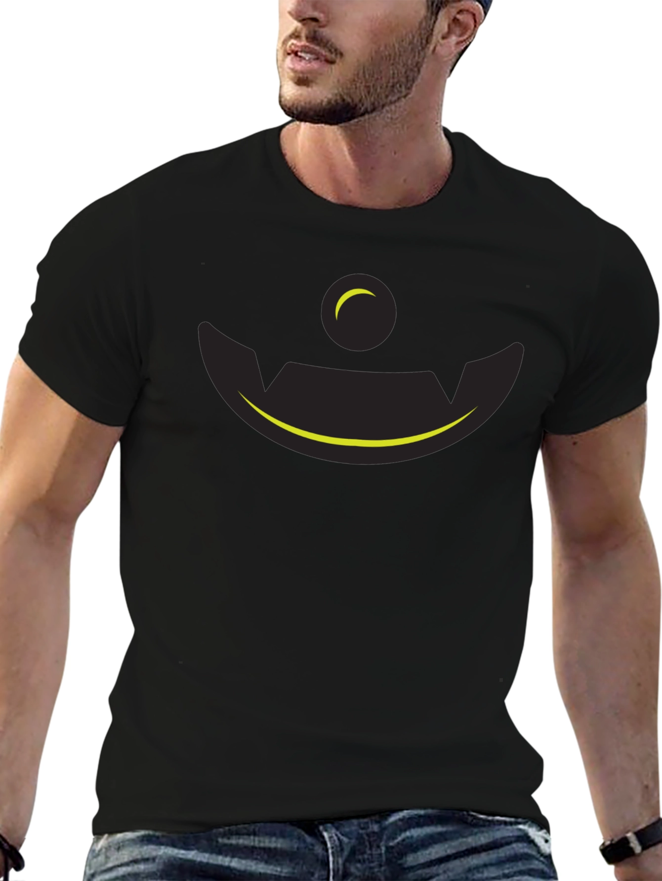 Mens Black Pumpkin Face Graphic Tee