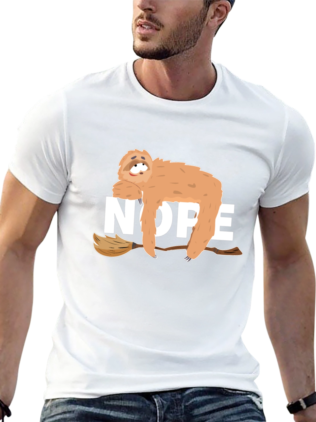 Nope Sloth Graphic Tee - Relaxed Style