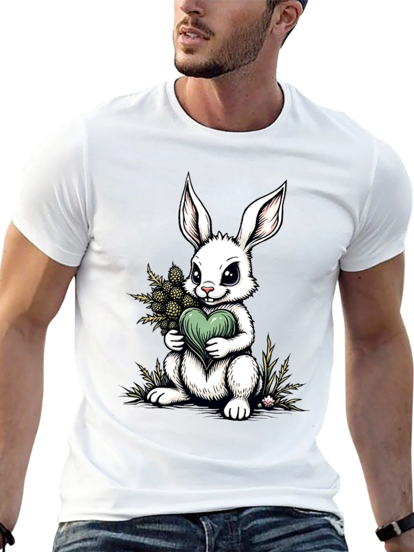 Bunny Heart Graphic Tee - Cute Rabbit Shirt