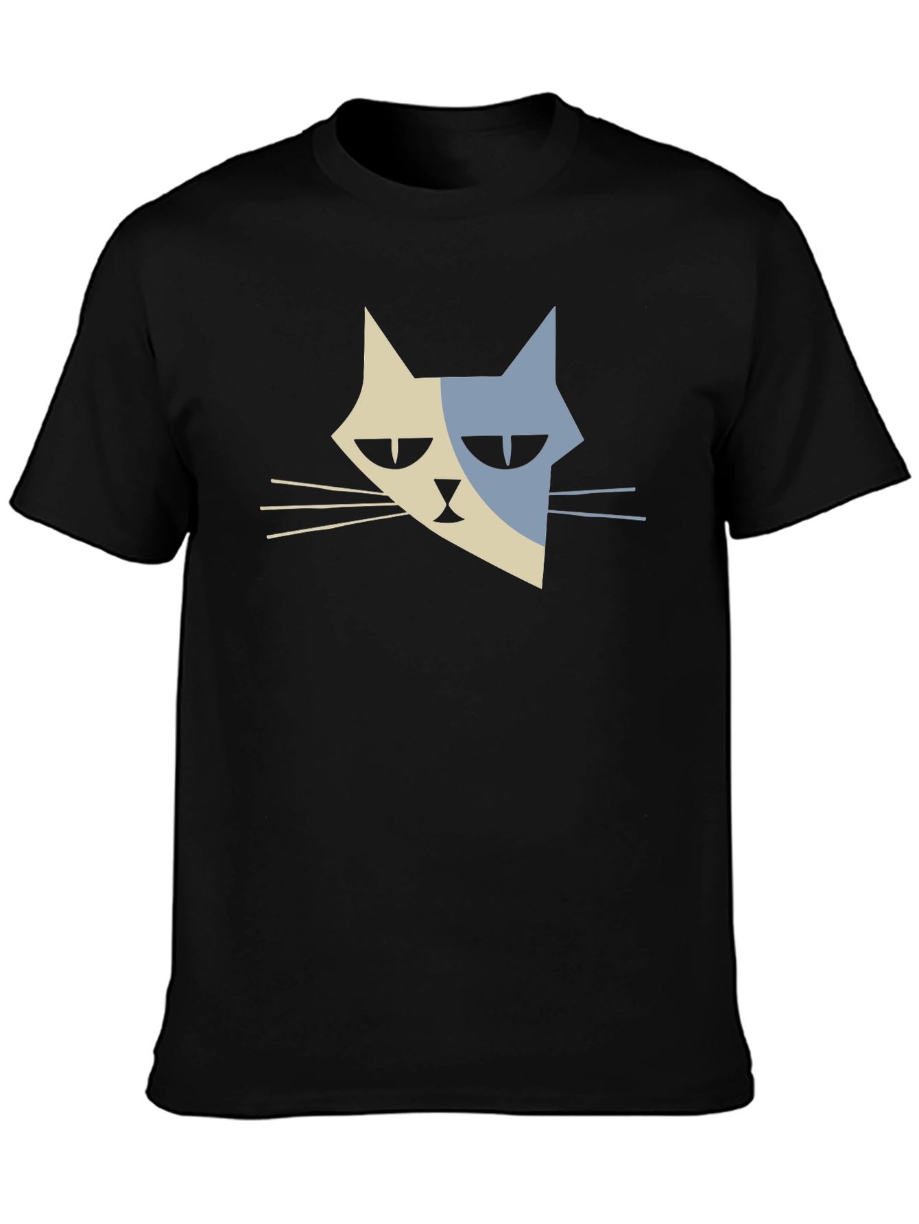 Modern Cat Graphic T-Shirt - Black