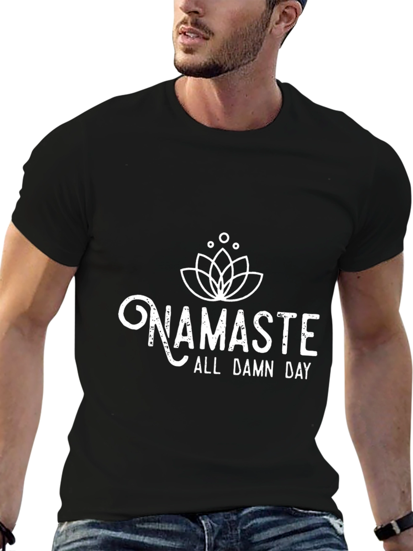 Namaste All Damn Day Black T-Shirt
