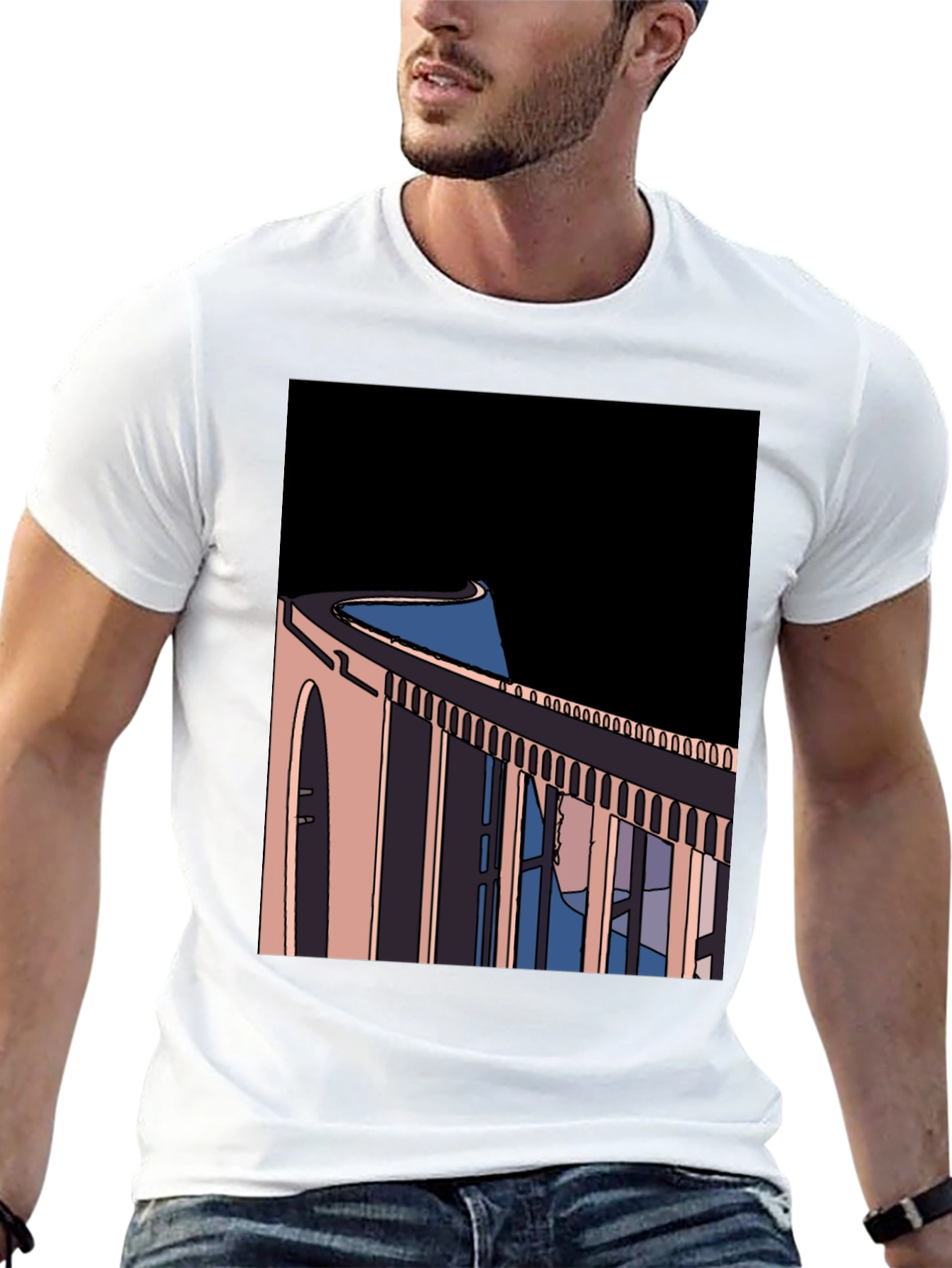 Abstract Bridge Graphic Tee - Black