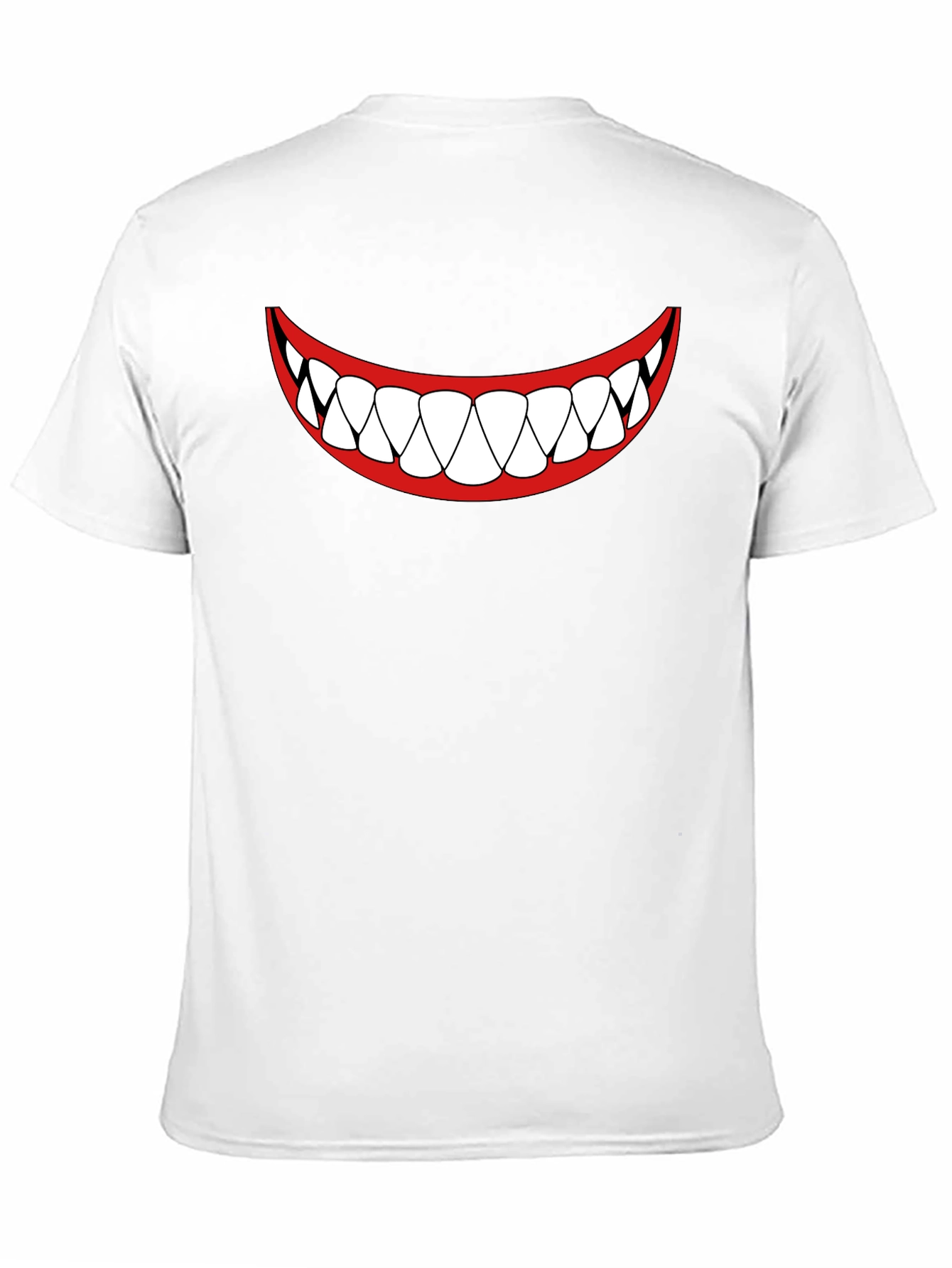 Mens Black T-Shirt - Cartoon Teeth Smile Design