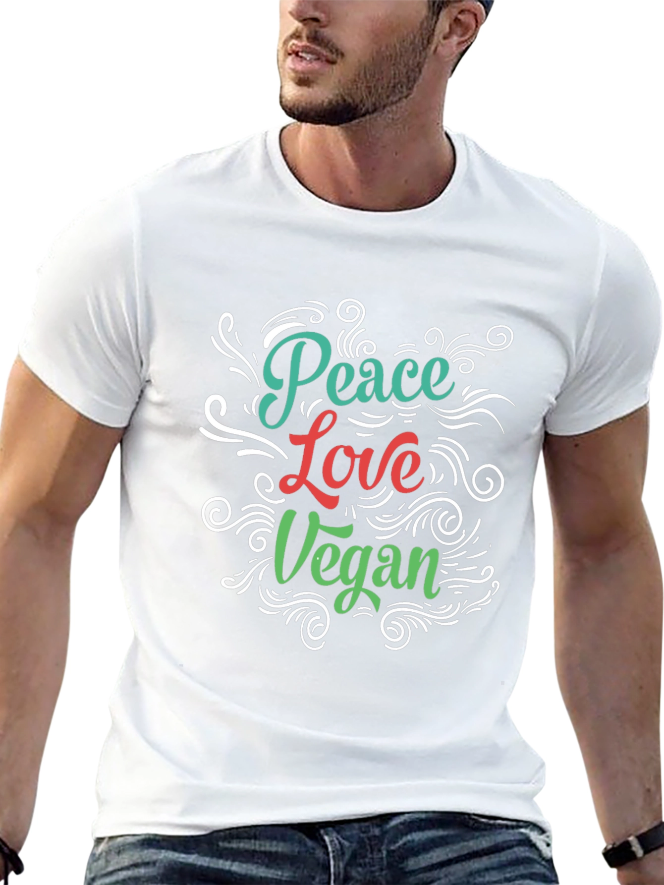 Peace Love Vegan T-Shirt - Black