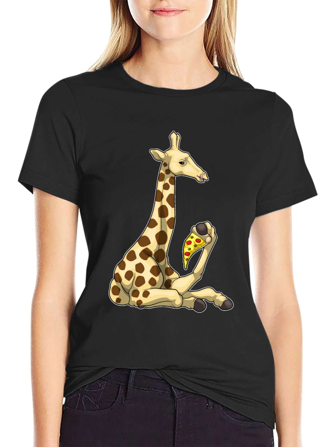 Giraffe Pizza T-Shirt - Unique Graphic Tee
