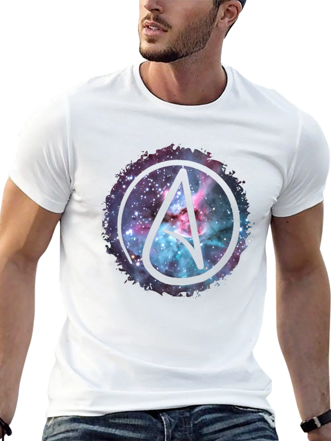 Atheist Symbol Nebula Graphic T-Shirt