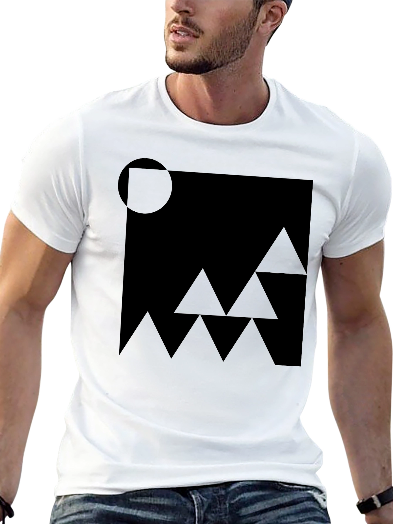 Abstract Geometric Black Graphic T-Shirt
