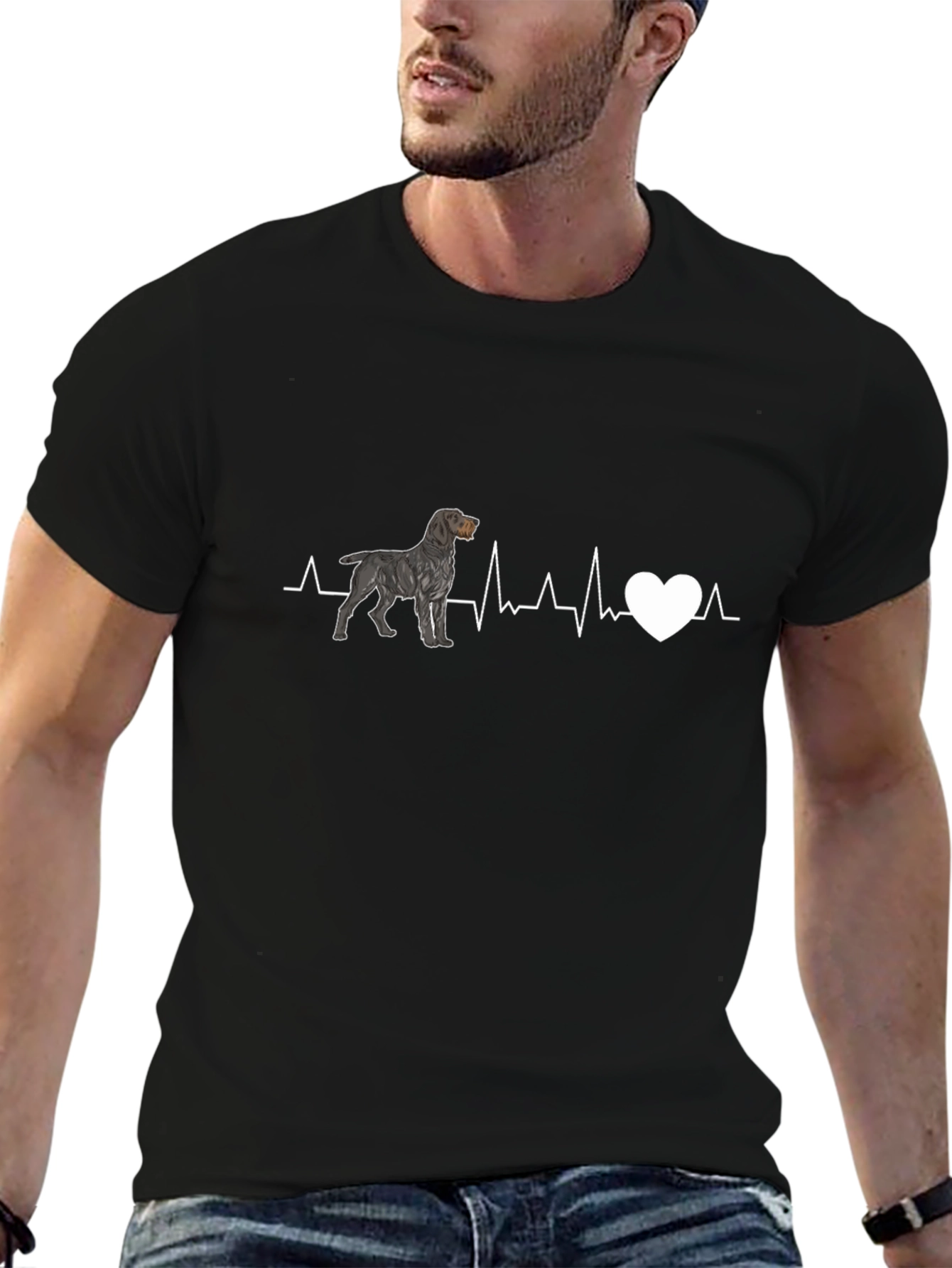 Dog Heartbeat T-Shirt - Black
