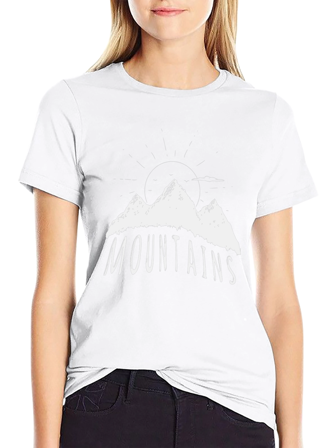 Mountains Graphic Tee - Black Cotton T-Shirt