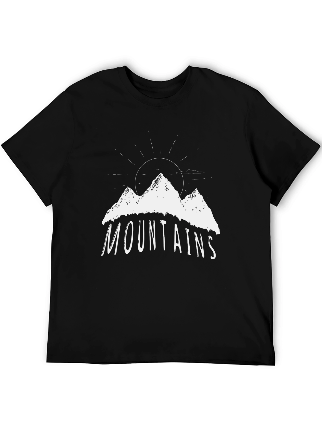 Mountains Graphic Tee - Black Cotton T-Shirt