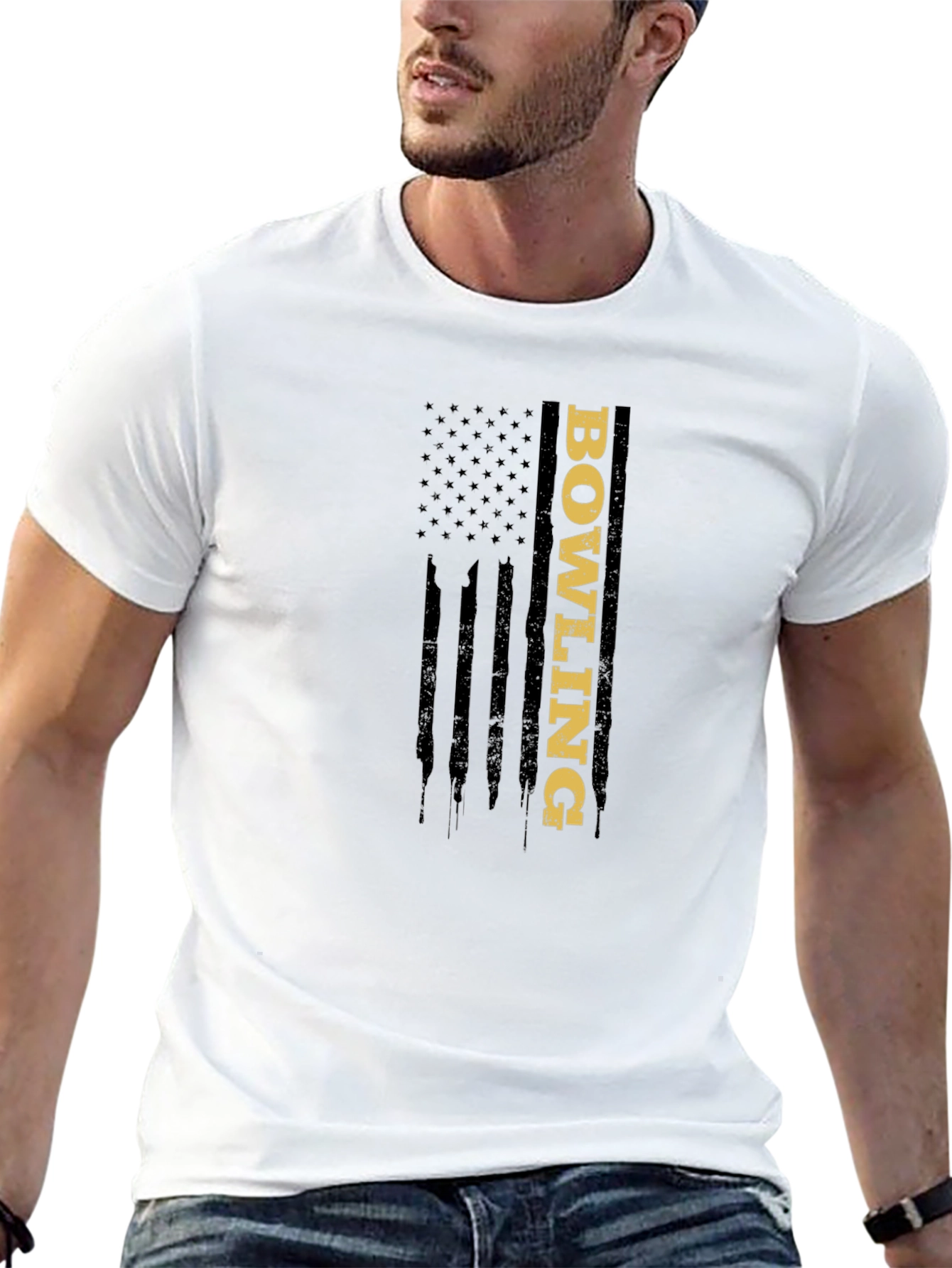 Bowling American Flag Graphic T-Shirt