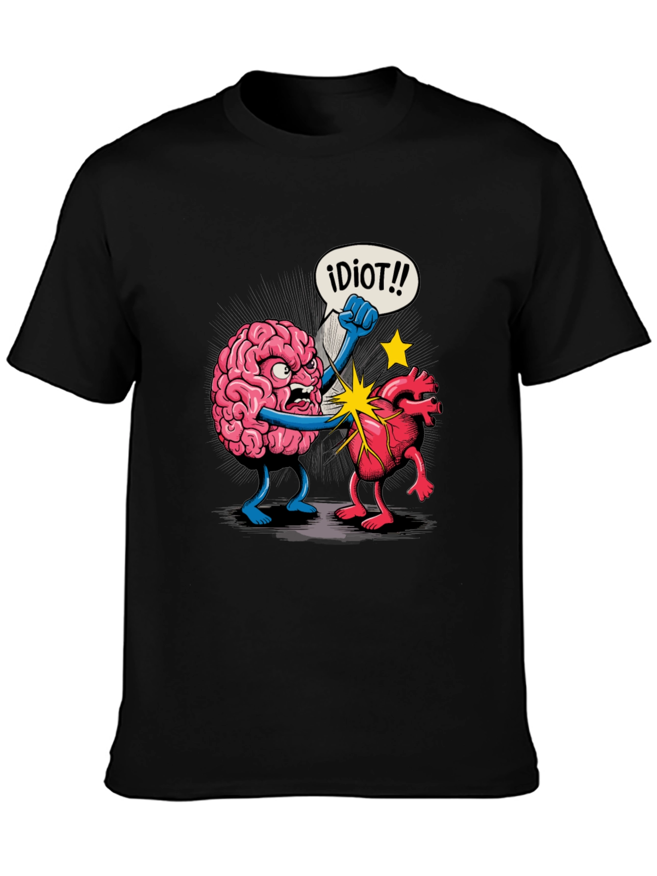 Brain vs Heart Funny Graphic Tee - Black