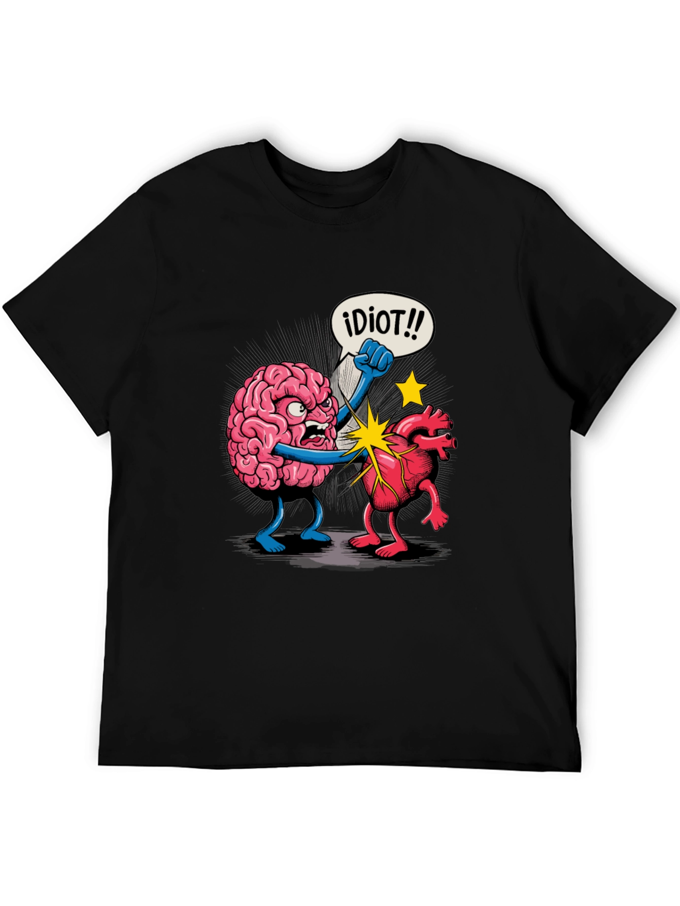 Brain vs Heart Funny Graphic Tee - Black