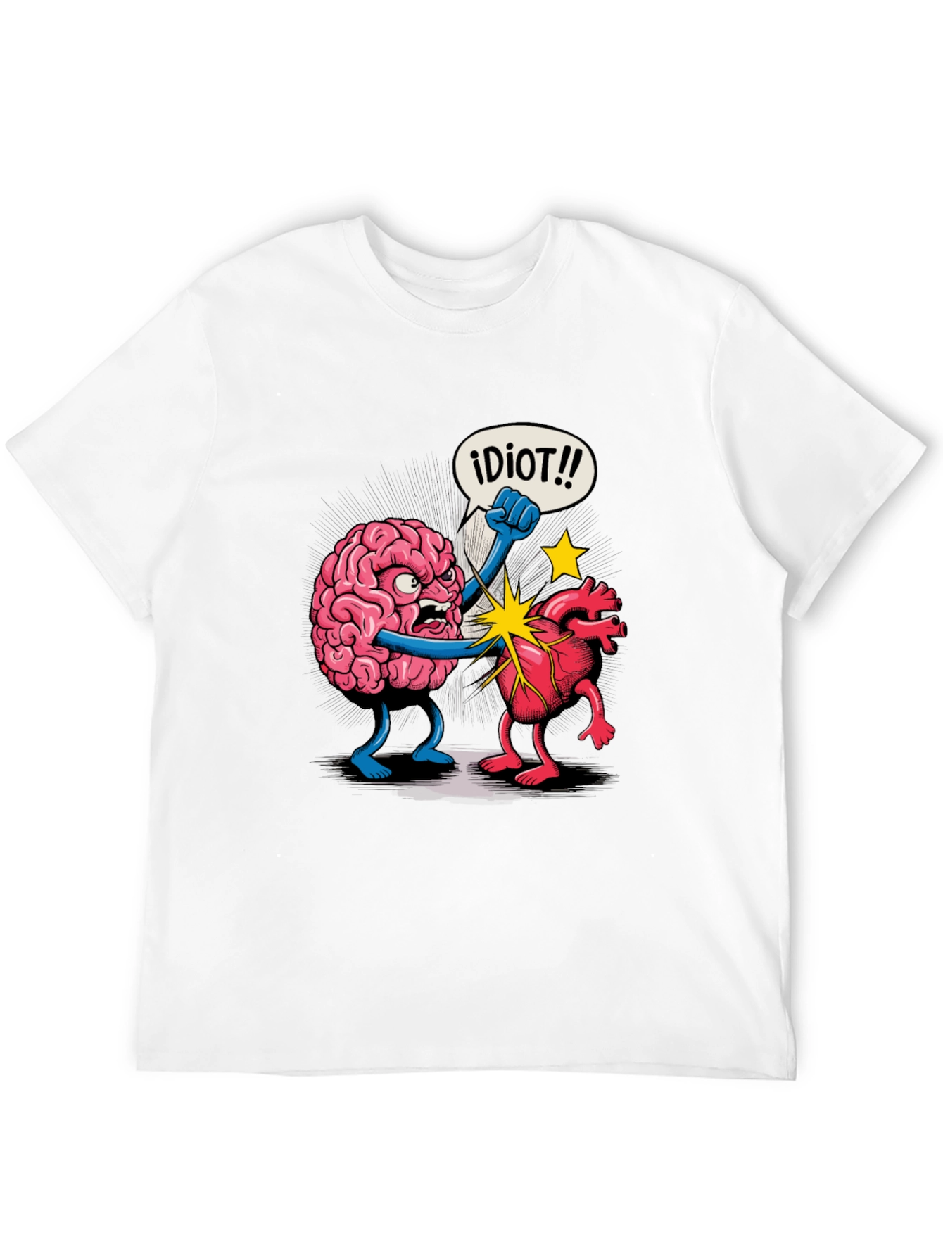 Brain vs Heart Funny Graphic Tee - Black