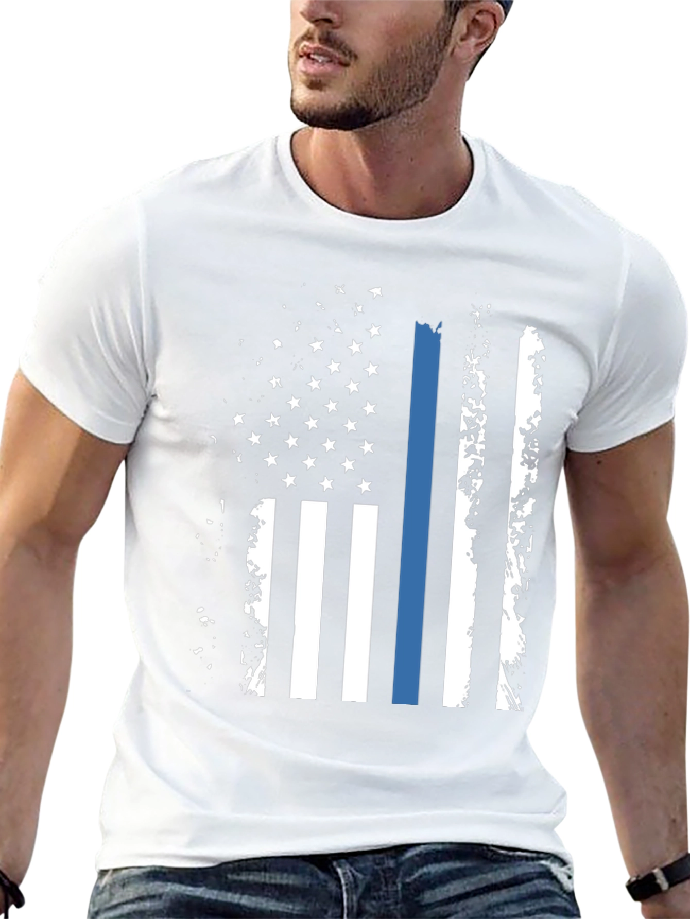 Thin Blue Line American Flag T-Shirt