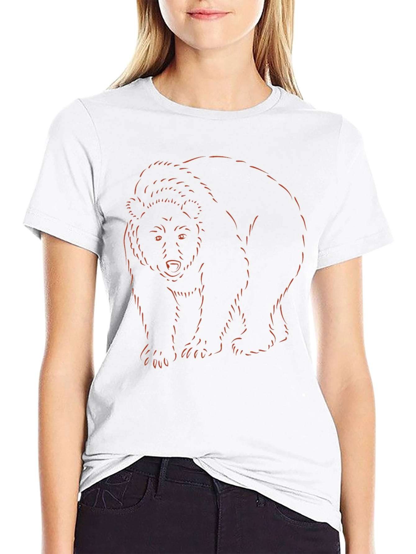 Bear Outline Graphic Tee - Soft Cotton Blend