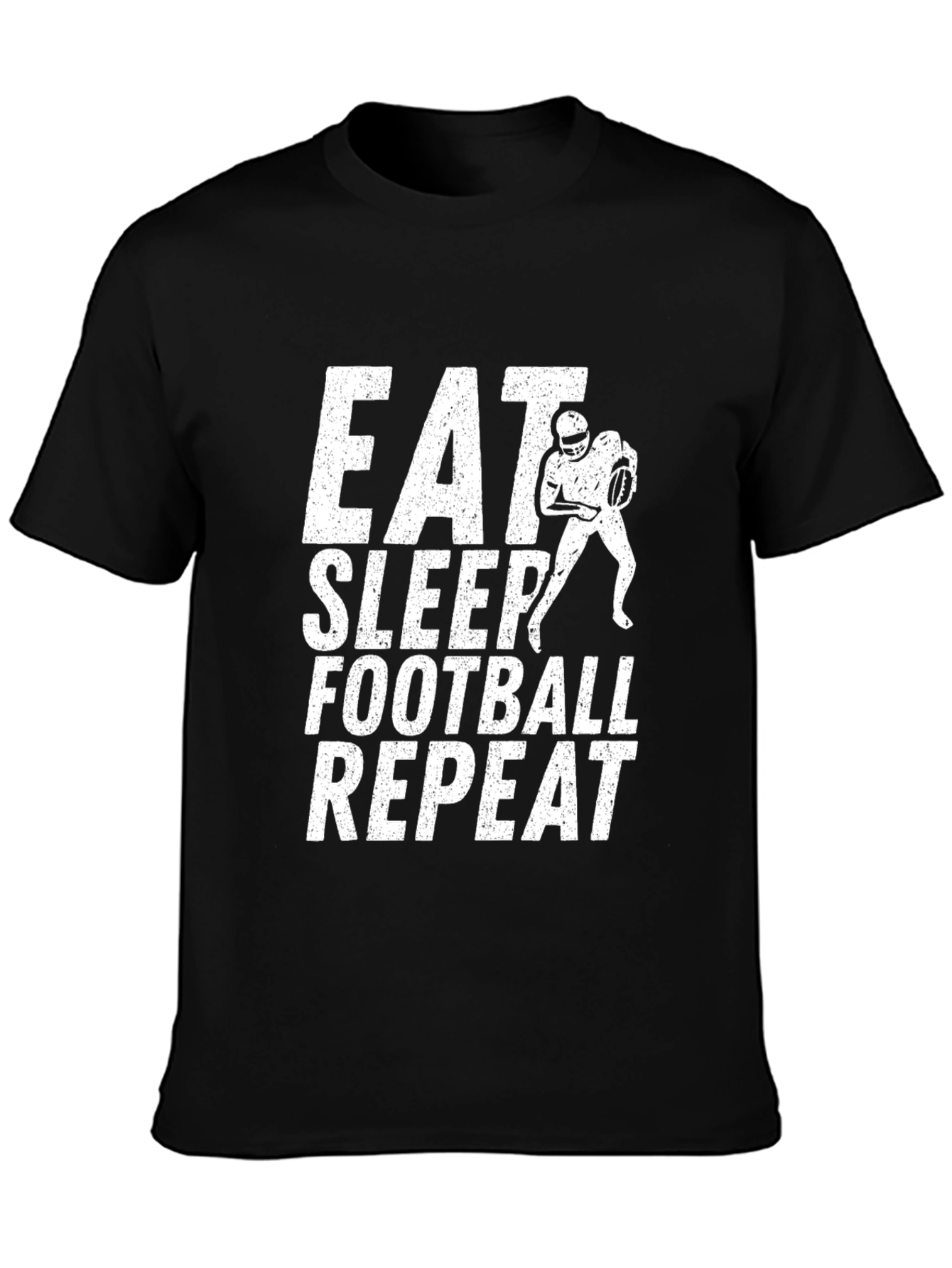 Eat Sleep Football Repeat Black Graphic Tee