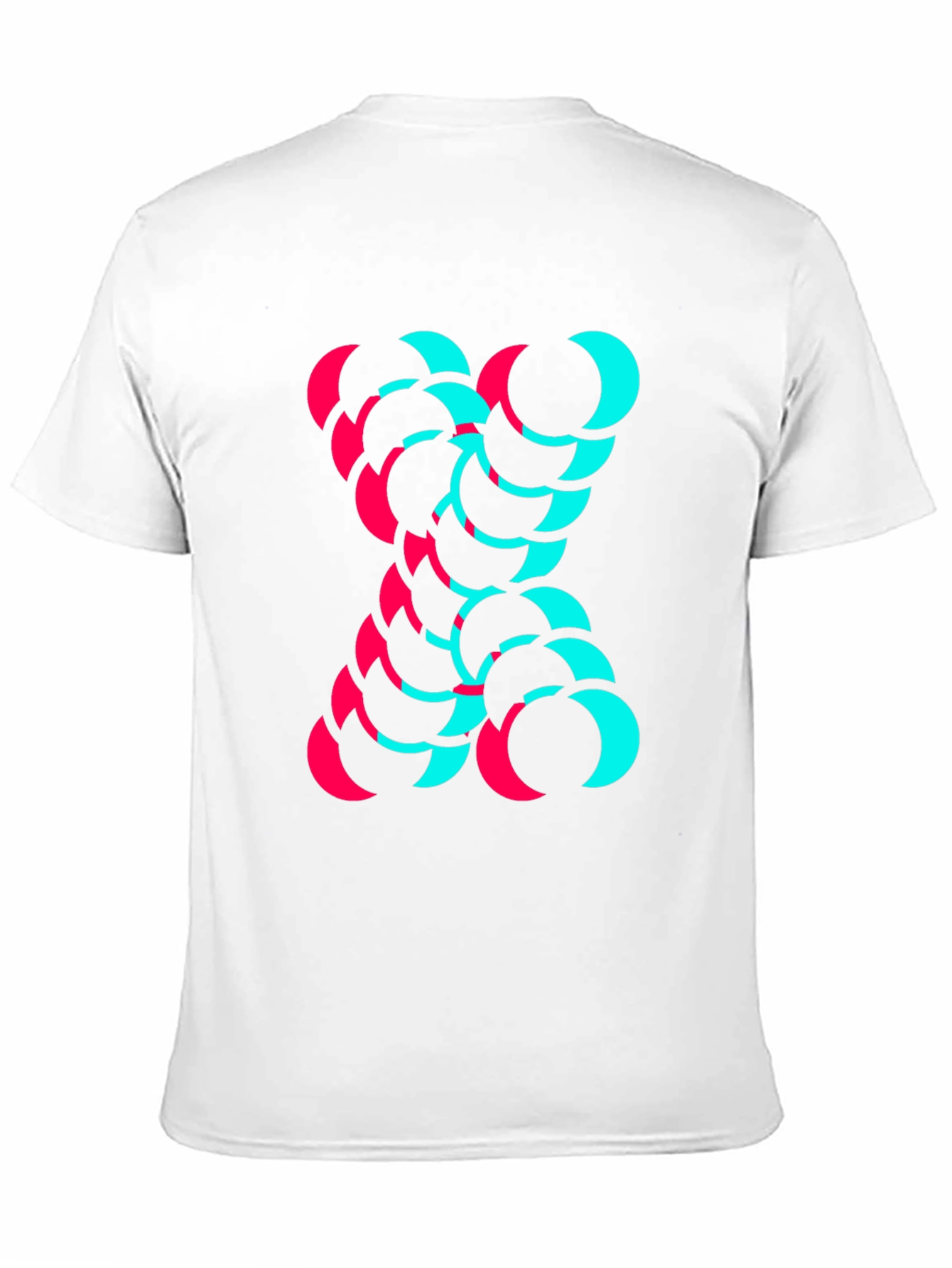 Modern Graphic Tee - Cyan and Magenta Crescent Design
