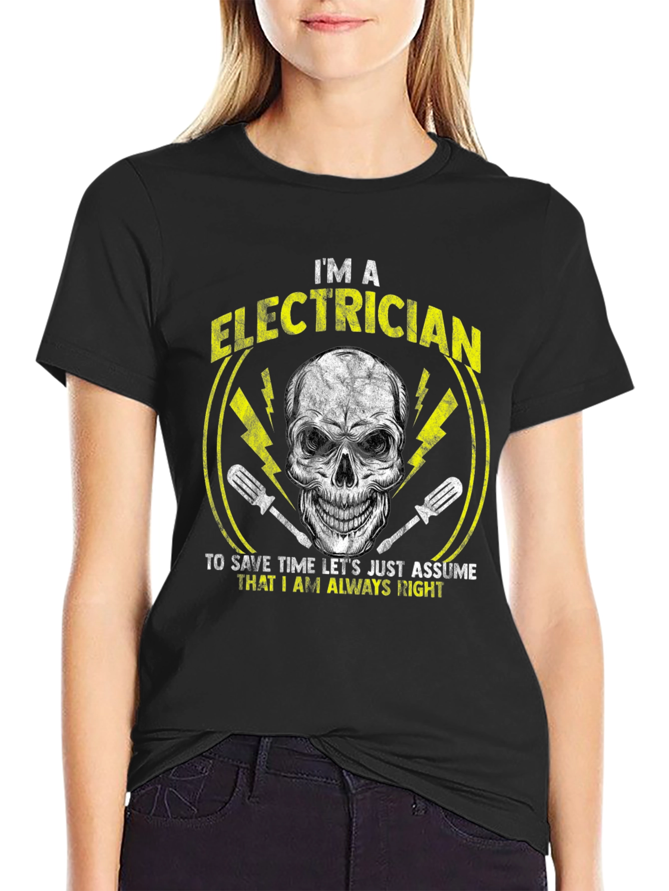Electrician Humor T-Shirt - Skull Design