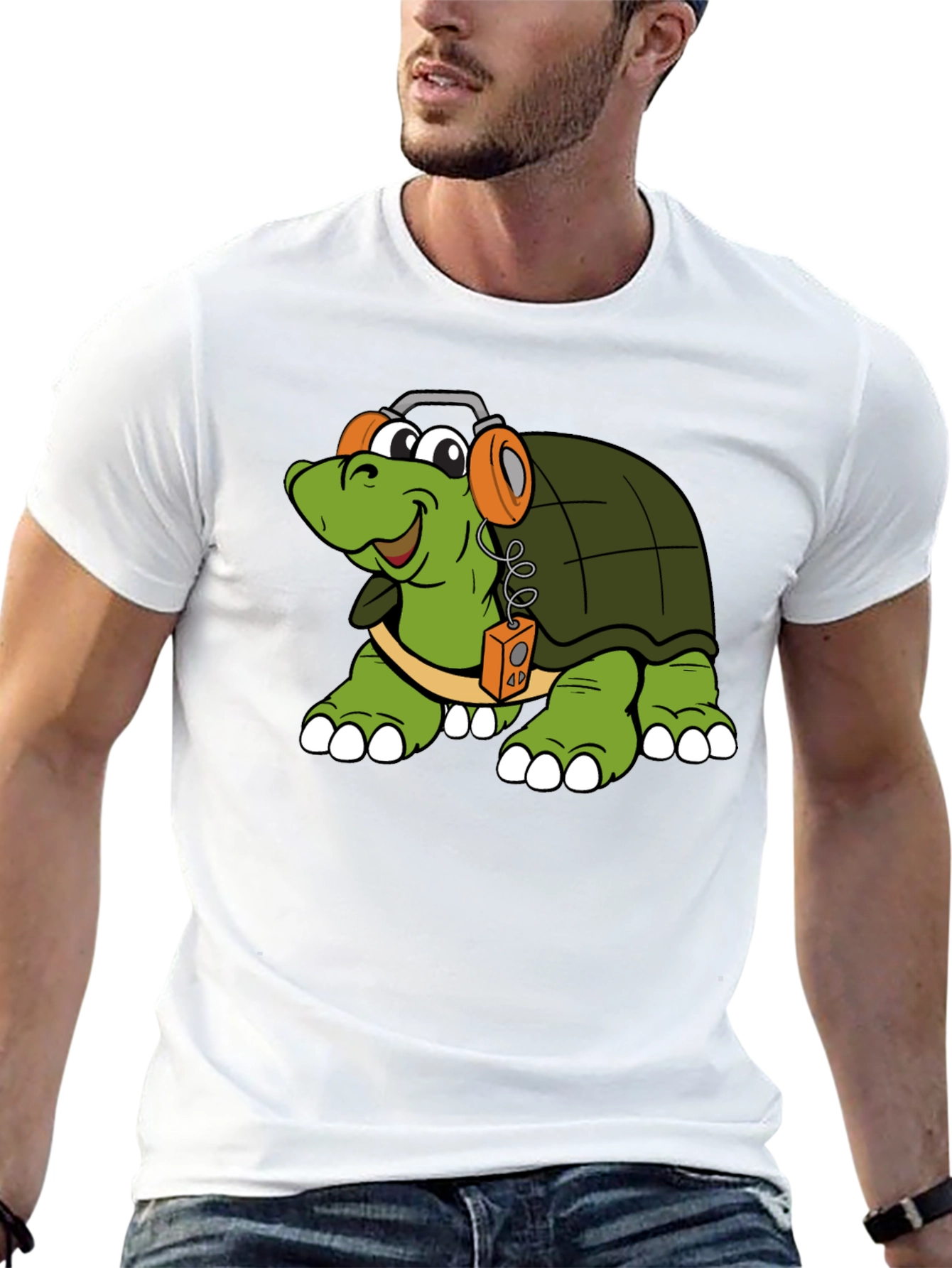 Turtle with Headphones Graphic T-Shirt