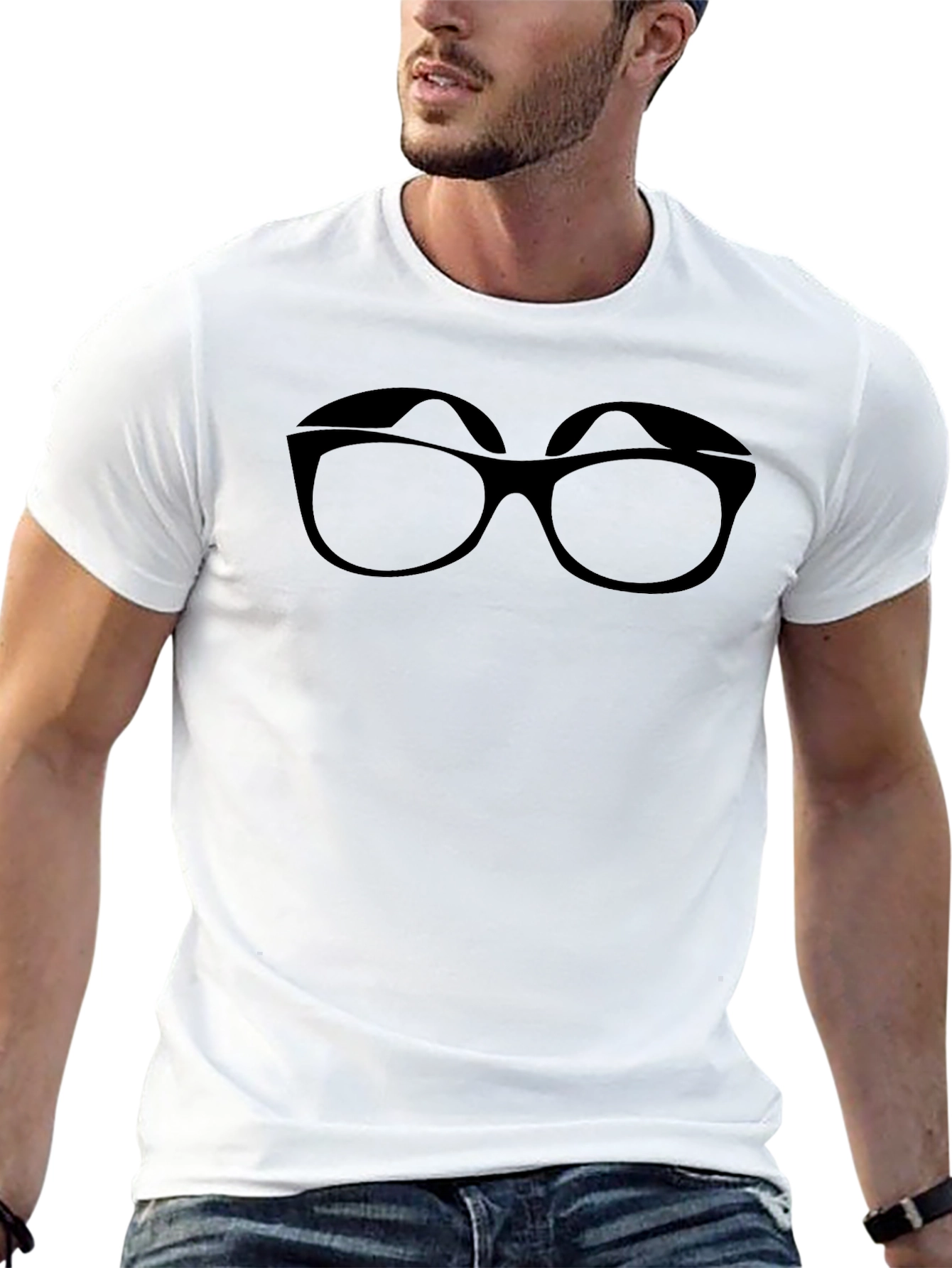 Black T-Shirt with Eyeglasses Graphic