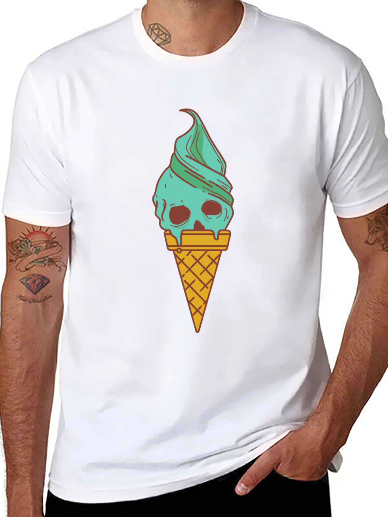 Skull Ice Cream Graphic Tee - Black Unisex Shirt