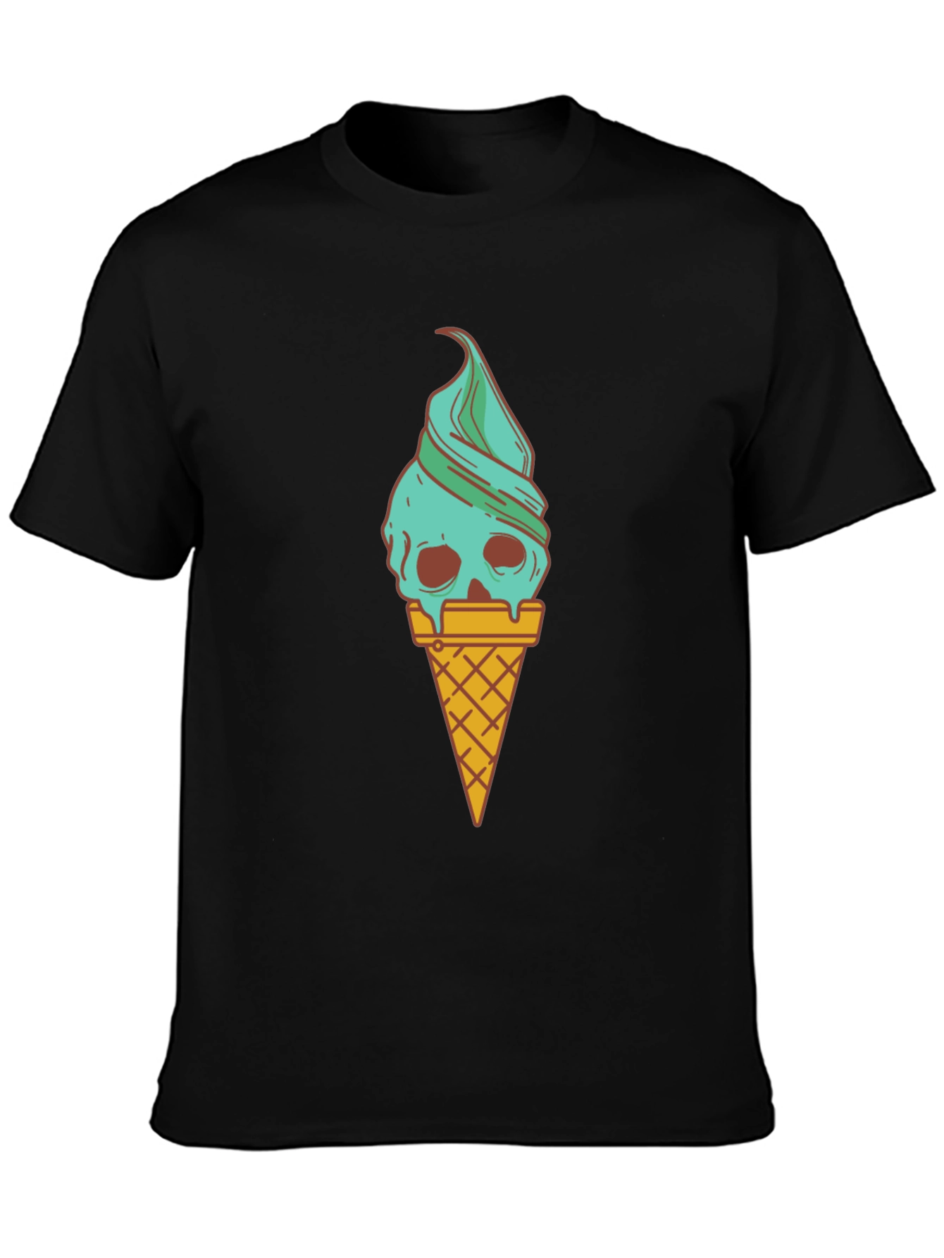 Skull Ice Cream Graphic Tee - Black Unisex Shirt