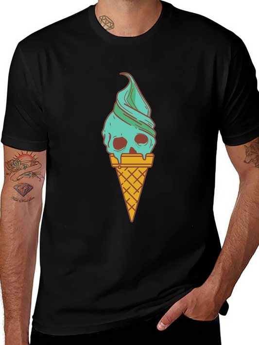 Skull Ice Cream Graphic Tee - Black Unisex Shirt