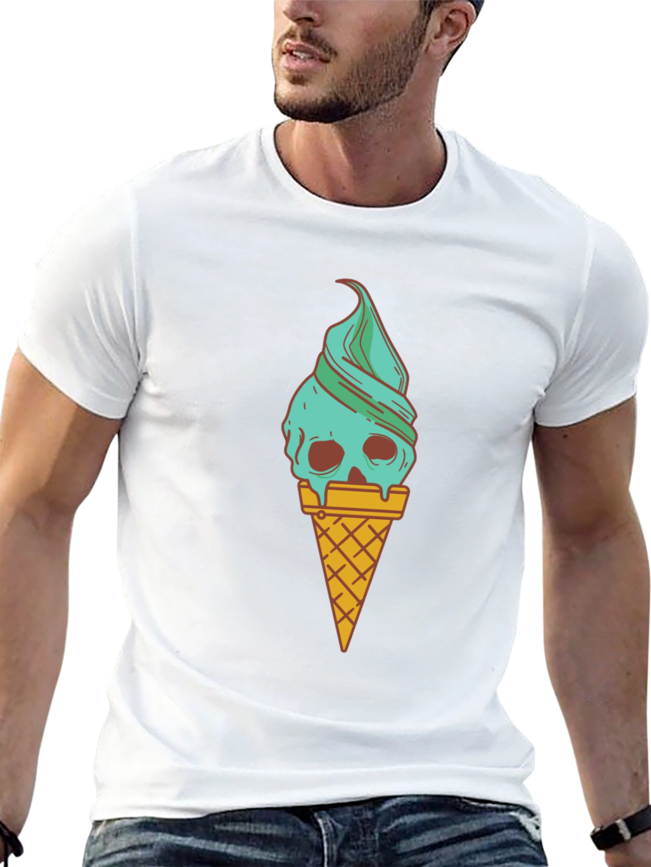 Skull Ice Cream Graphic Tee - Black Unisex Shirt