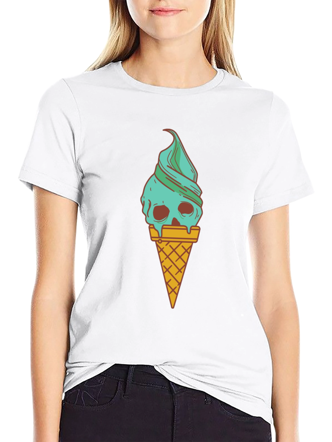 Skull Ice Cream Graphic Tee - Black Unisex Shirt