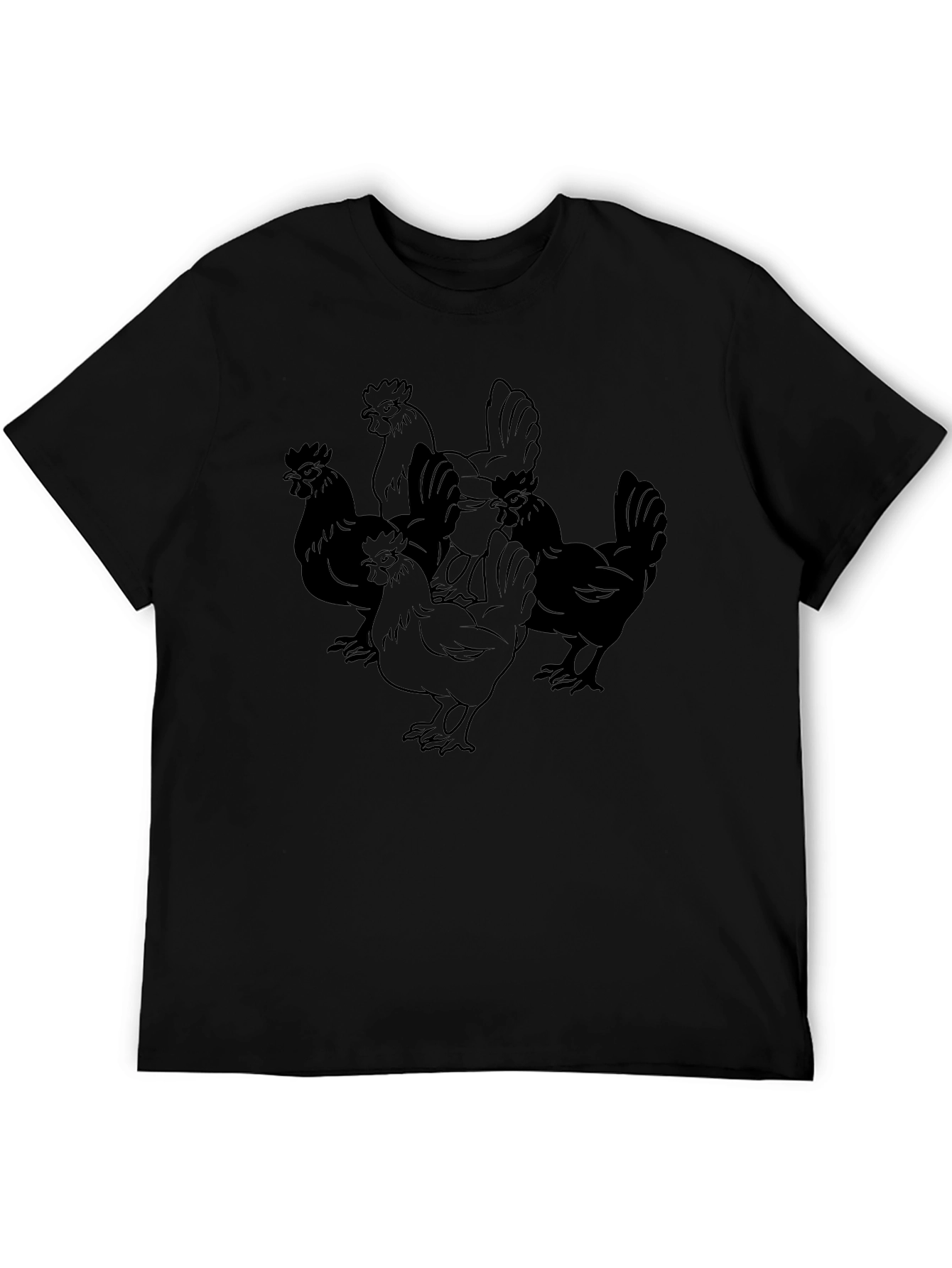 Chicken Graphic Black T-Shirt - Casual Style