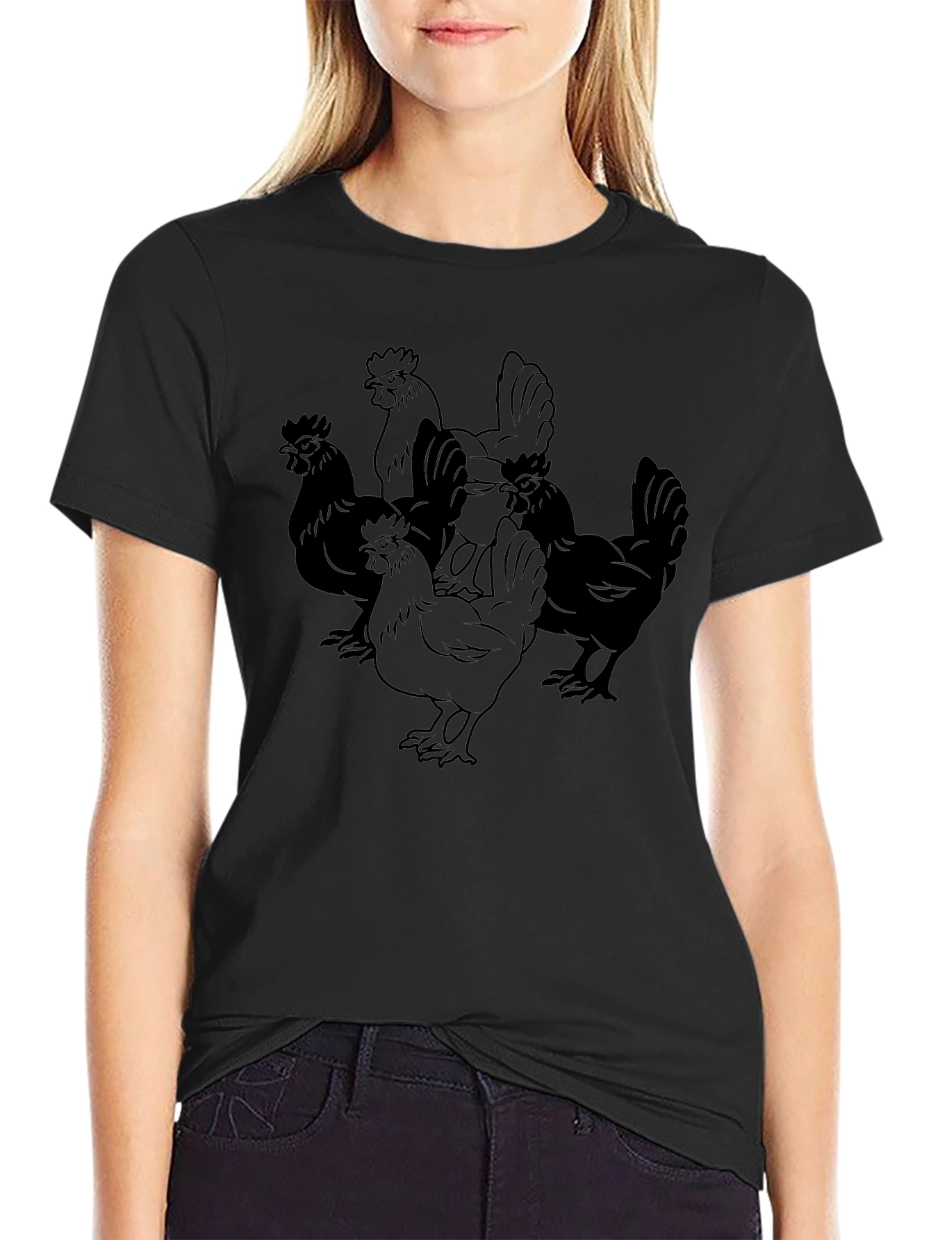 Chicken Graphic Black T-Shirt - Casual Style
