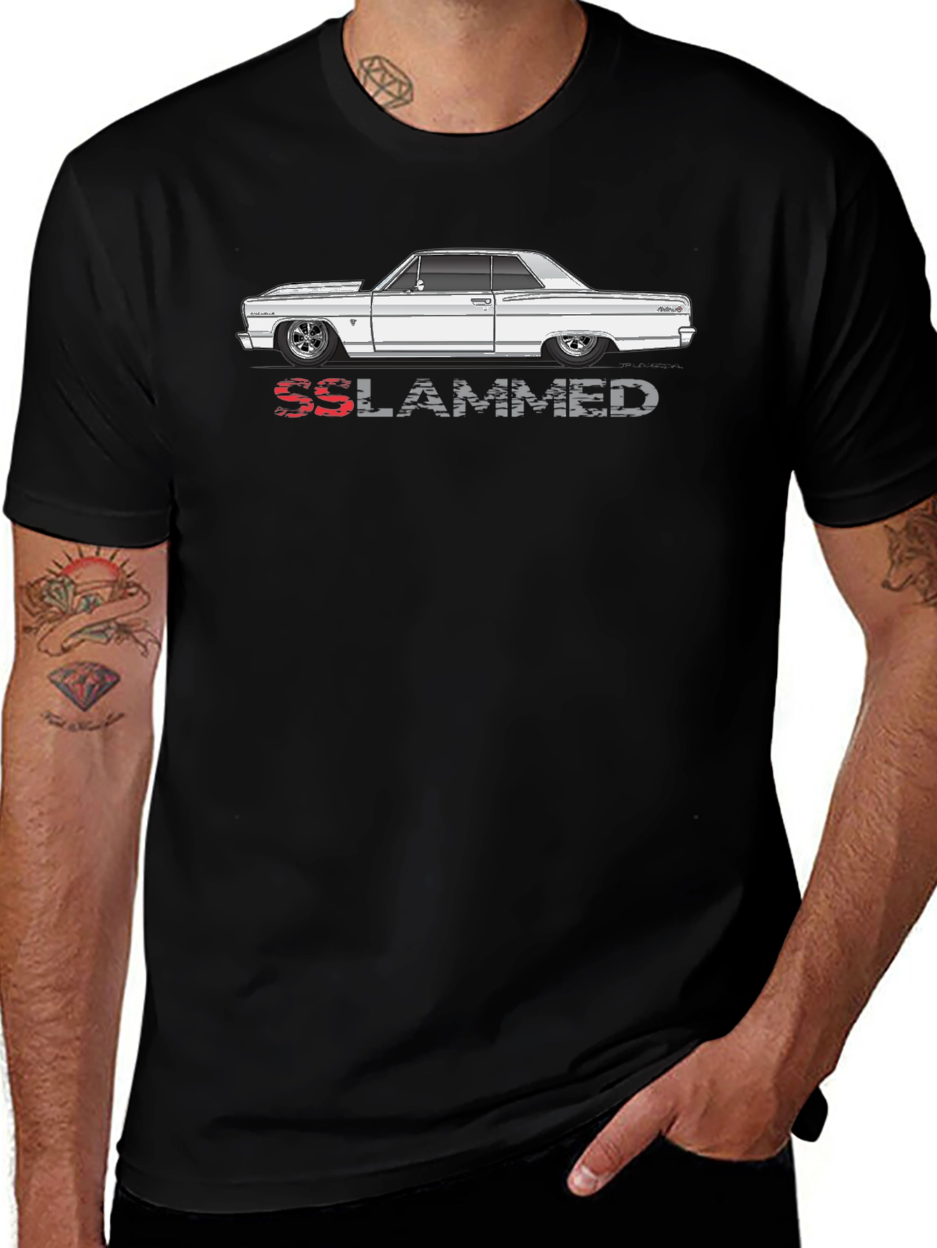 SS Slammed Car Graphic Tee - Classic Car Enthusiast