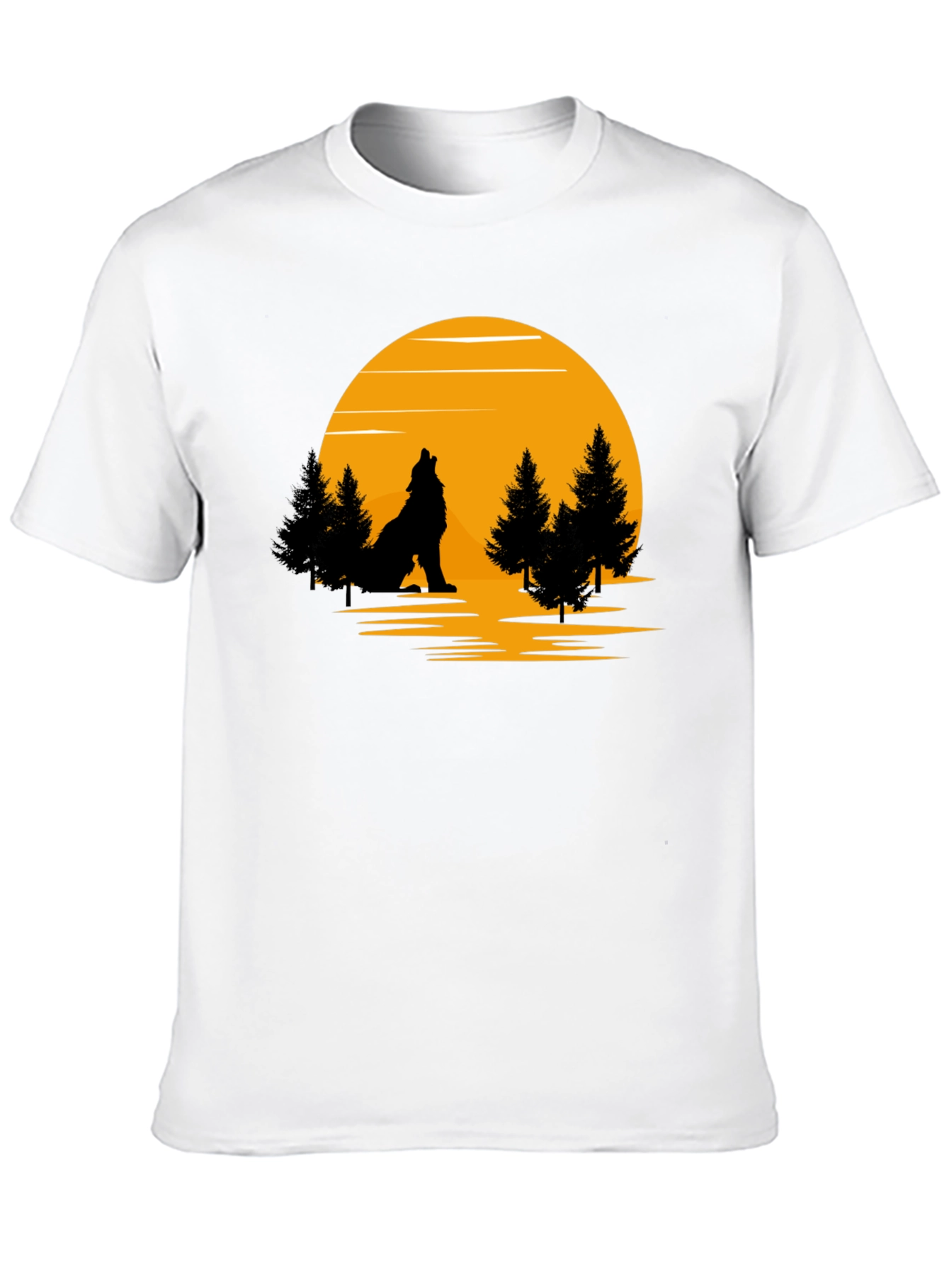 Wolf Howling at Moon Graphic T-Shirt - Black