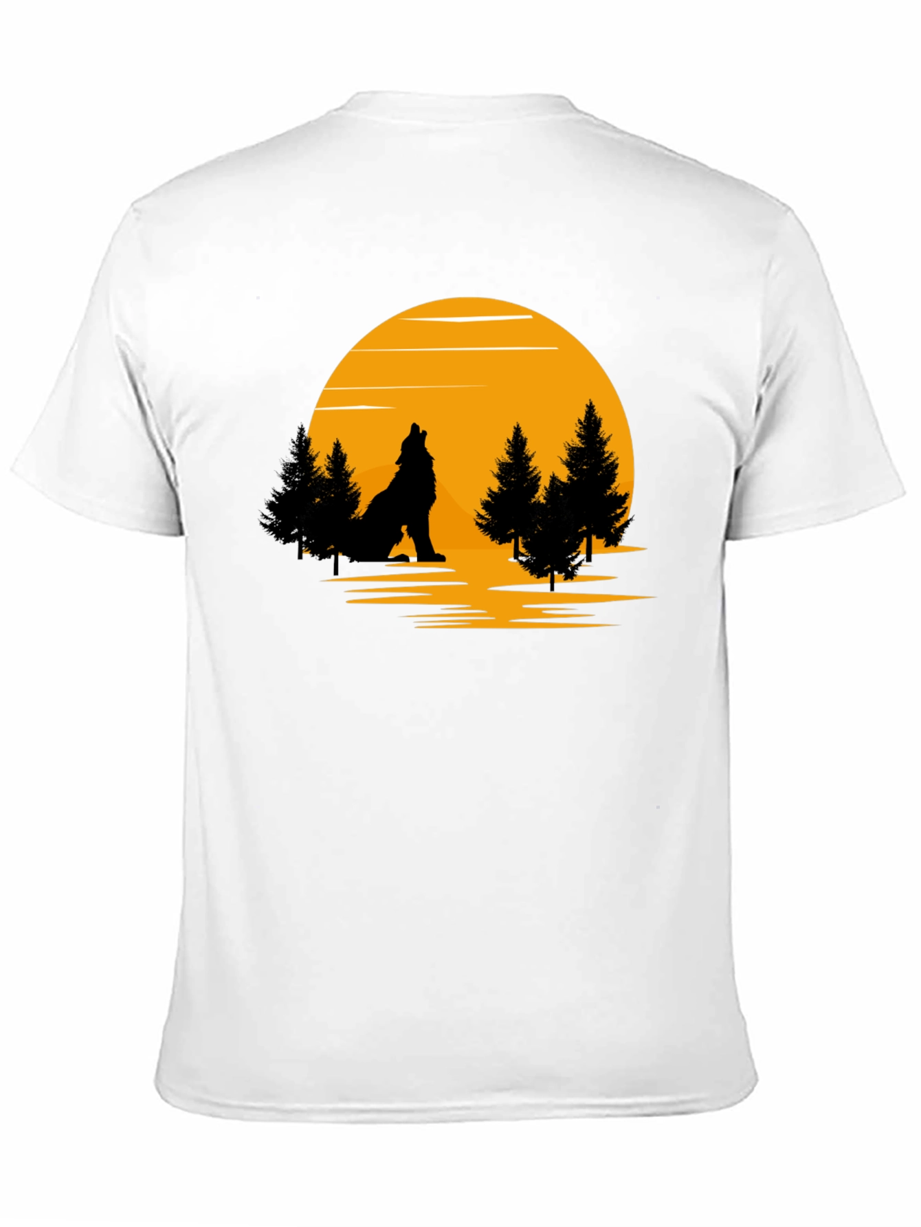 Wolf Howling at Moon Graphic T-Shirt - Black