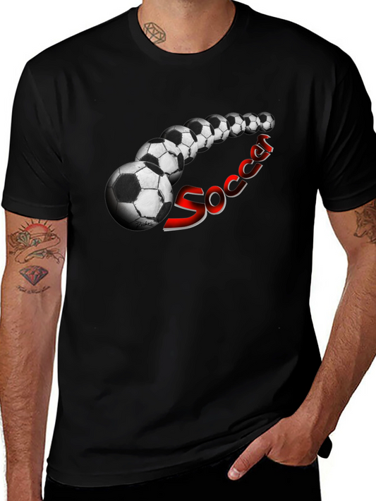 Soccer Balls Graphic Black T-Shirt