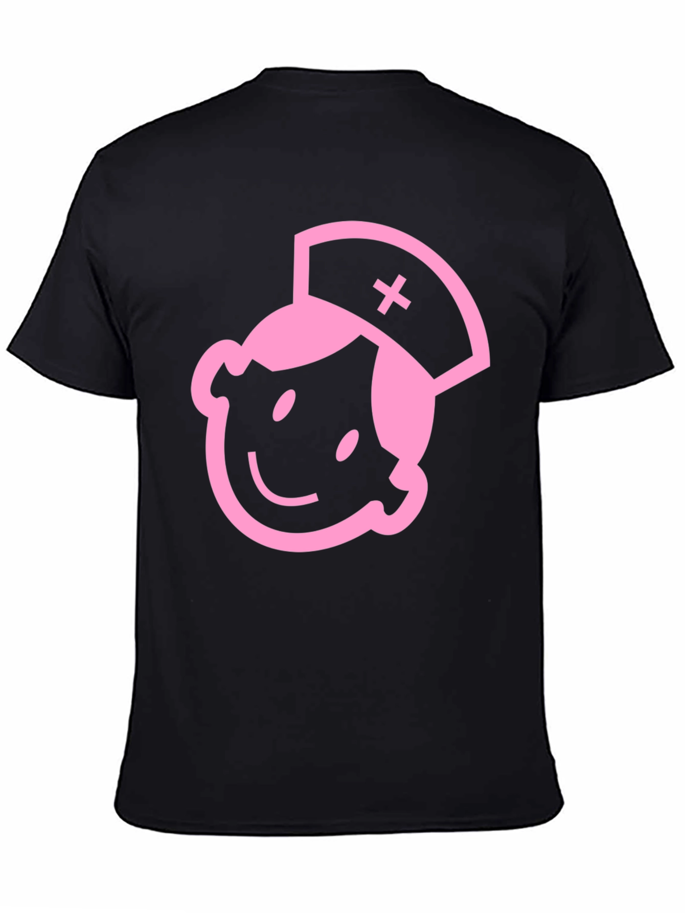Pink Nurse Graphic Black Cotton T-Shirt
