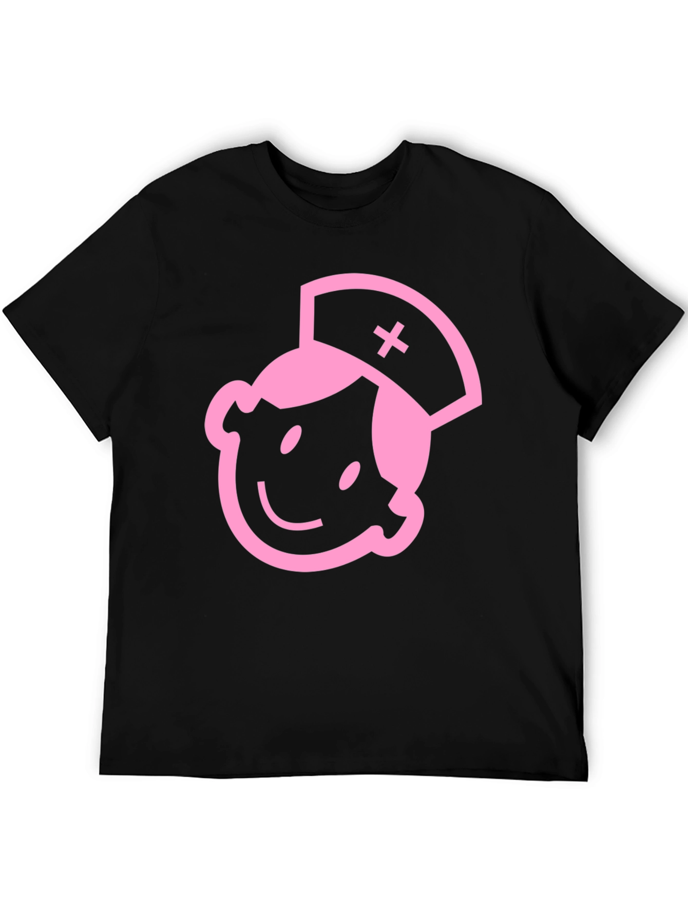 Pink Nurse Graphic Black Cotton T-Shirt
