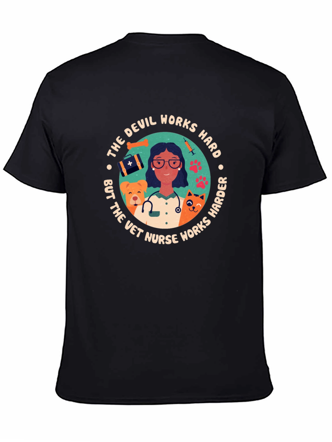 Vet Nurse T-Shirt - Devil Works Harder